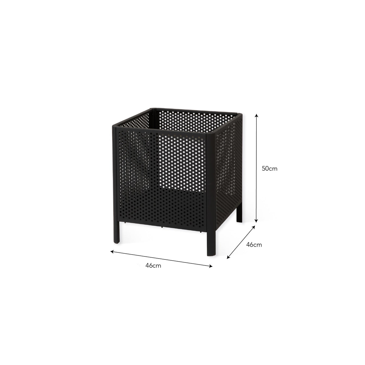 Dimensions of Black Fire PIt - Cube metal basket on short legs