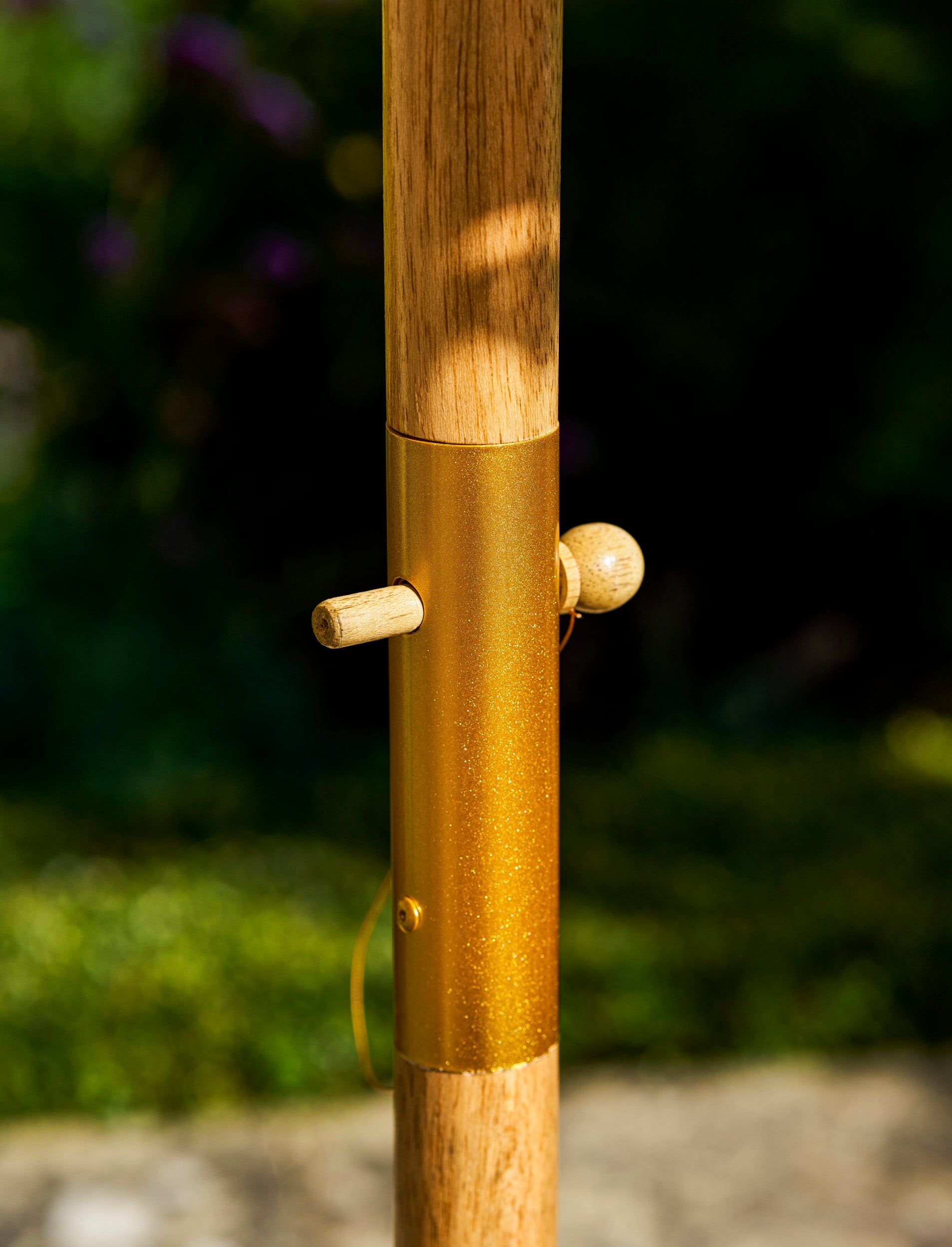Summerleaze Stripe Parasol – Teak & Yellow