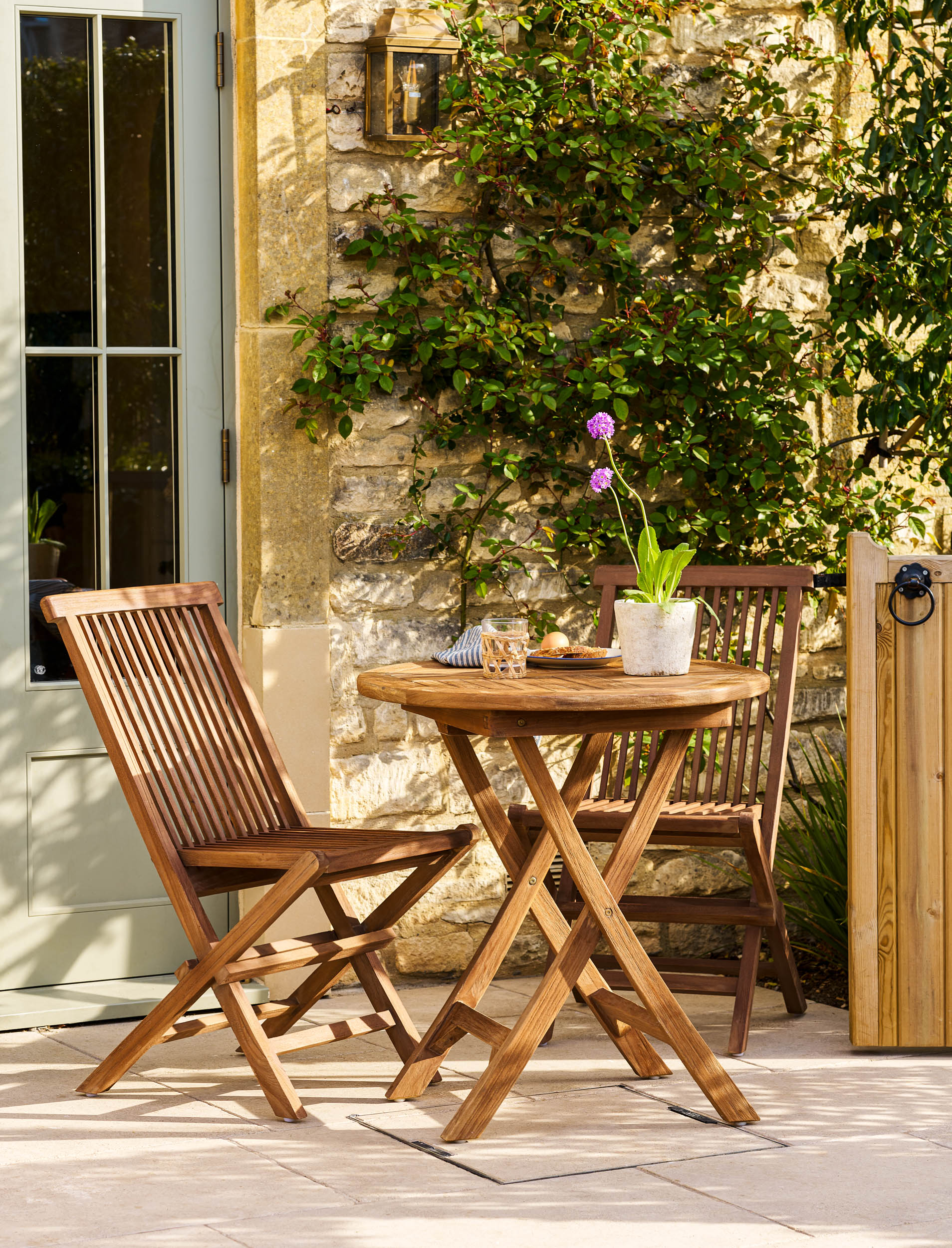 Radley Teak Bistro Set – Folding Table & Two Chairs