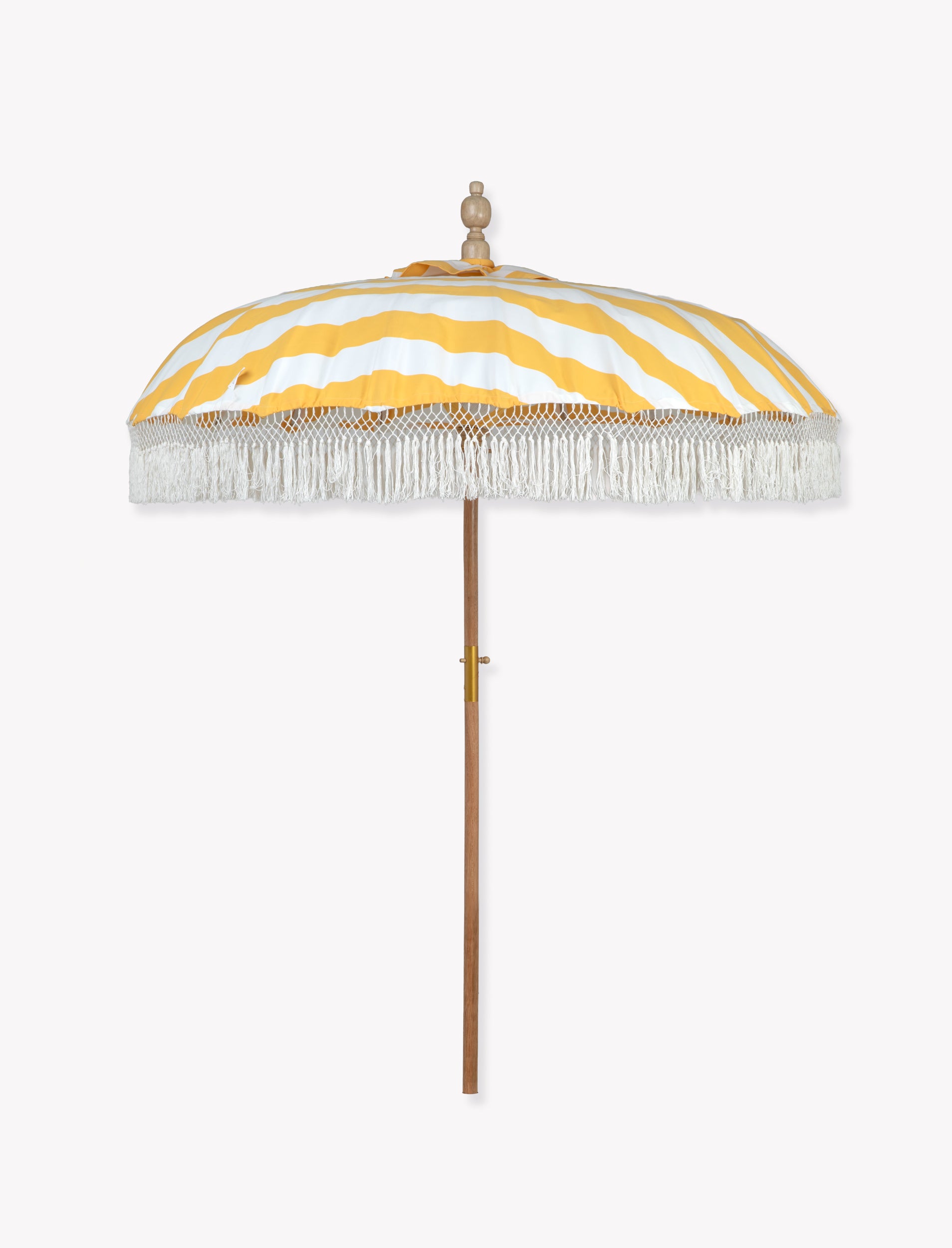 Summerleaze Stripe Parasol – Teak & Yellow