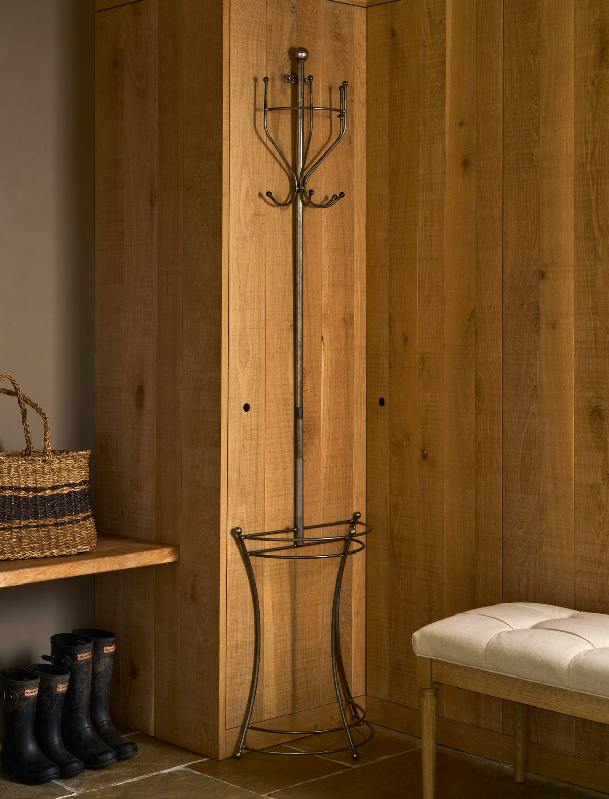 Farringdon Wall Mounted Coat Stand – Raw Metal, Dark Grey