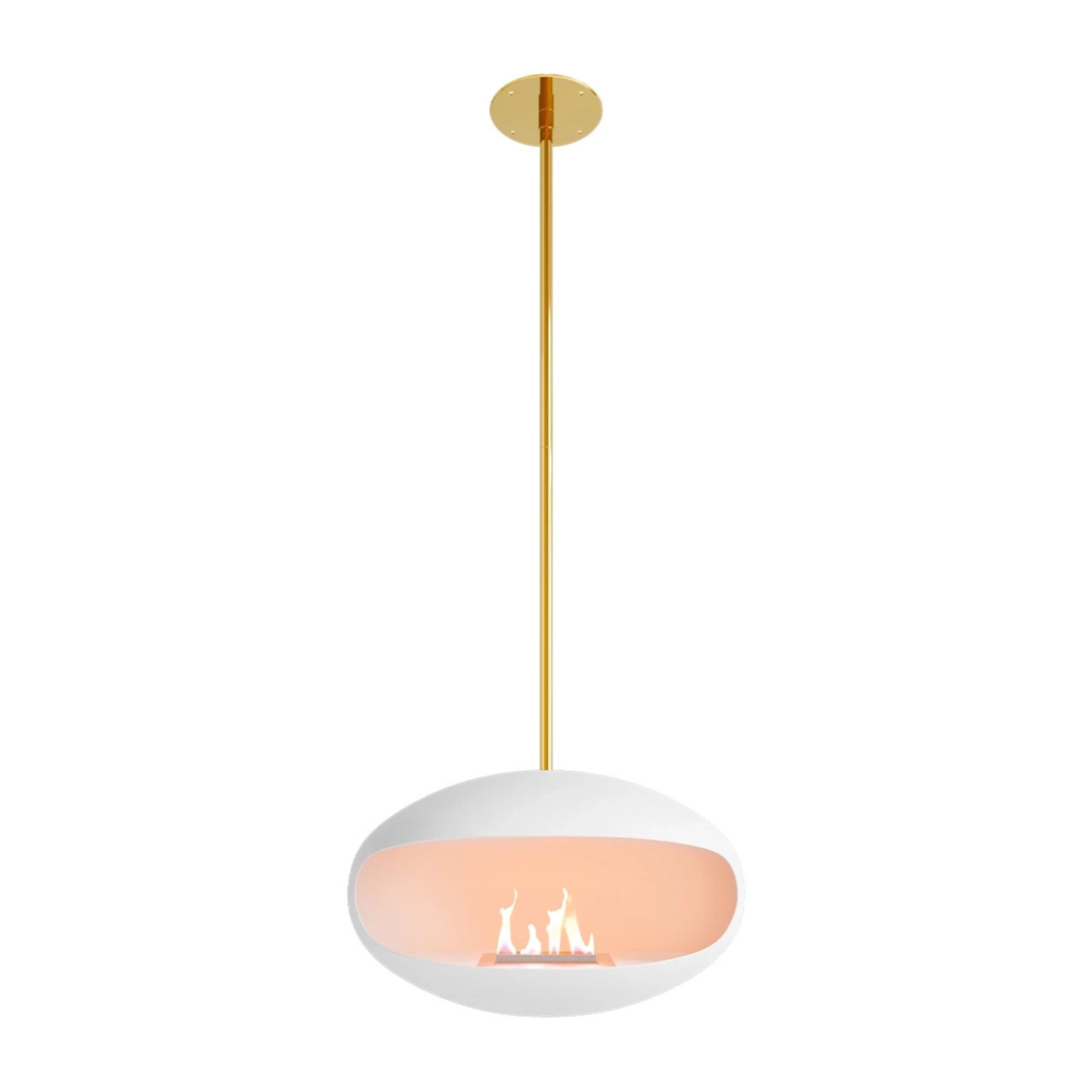 Cocoon Aeris – Matt White Ceiling‑Mounted Bioethanol Fireplace