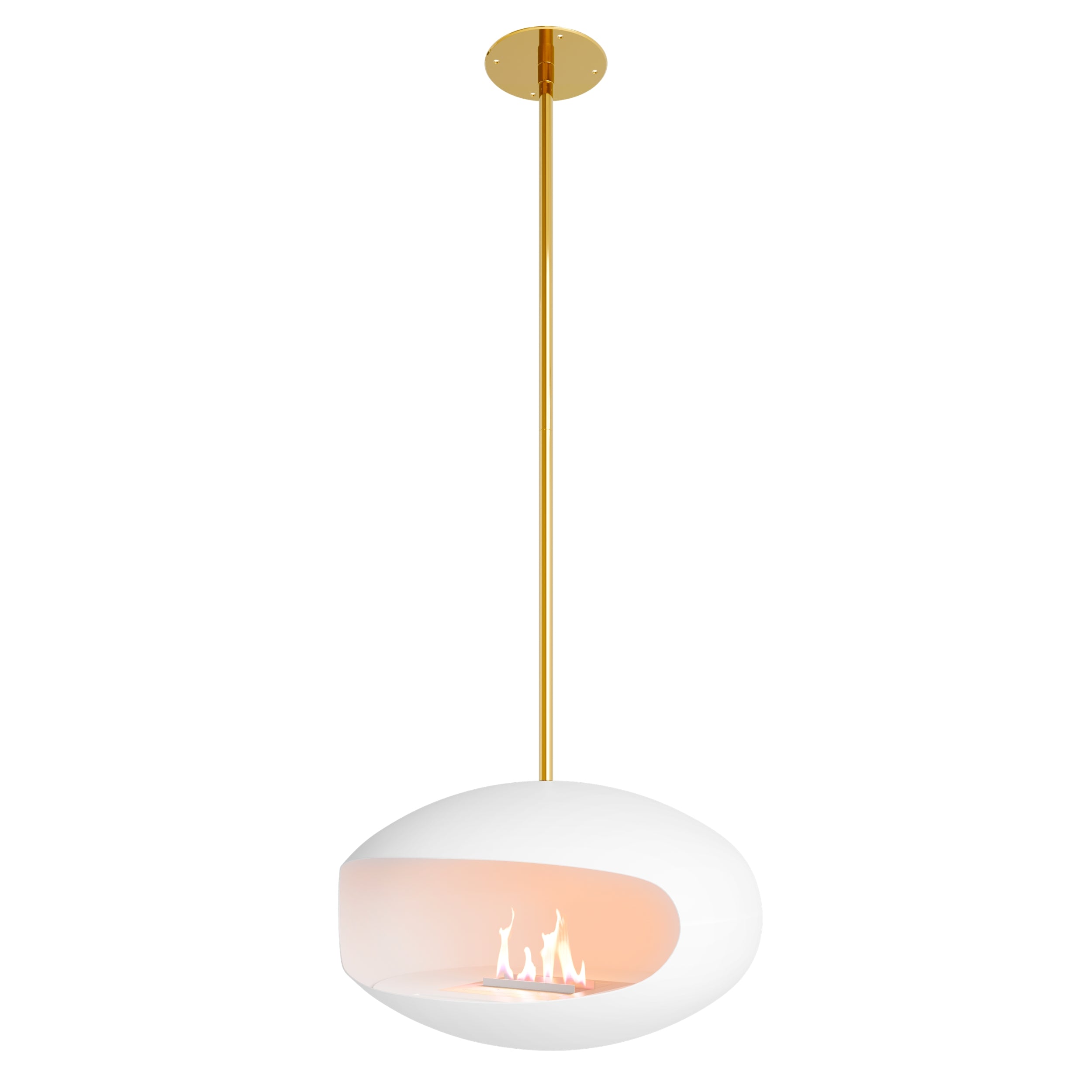 Cocoon Aeris – Matt White Ceiling‑Mounted Bioethanol Fireplace
