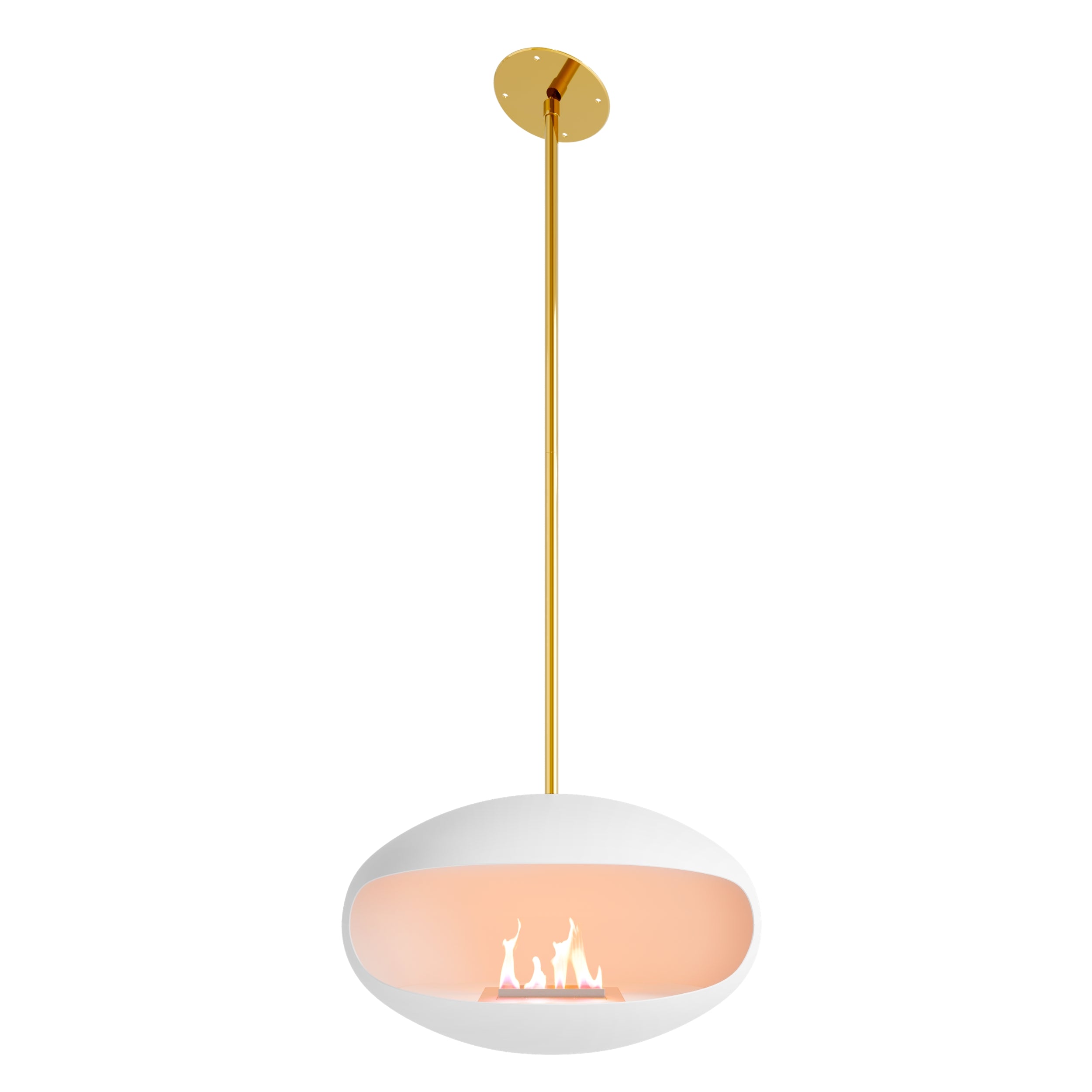 Cocoon Aeris – Matt White Ceiling‑Mounted Bioethanol Fireplace