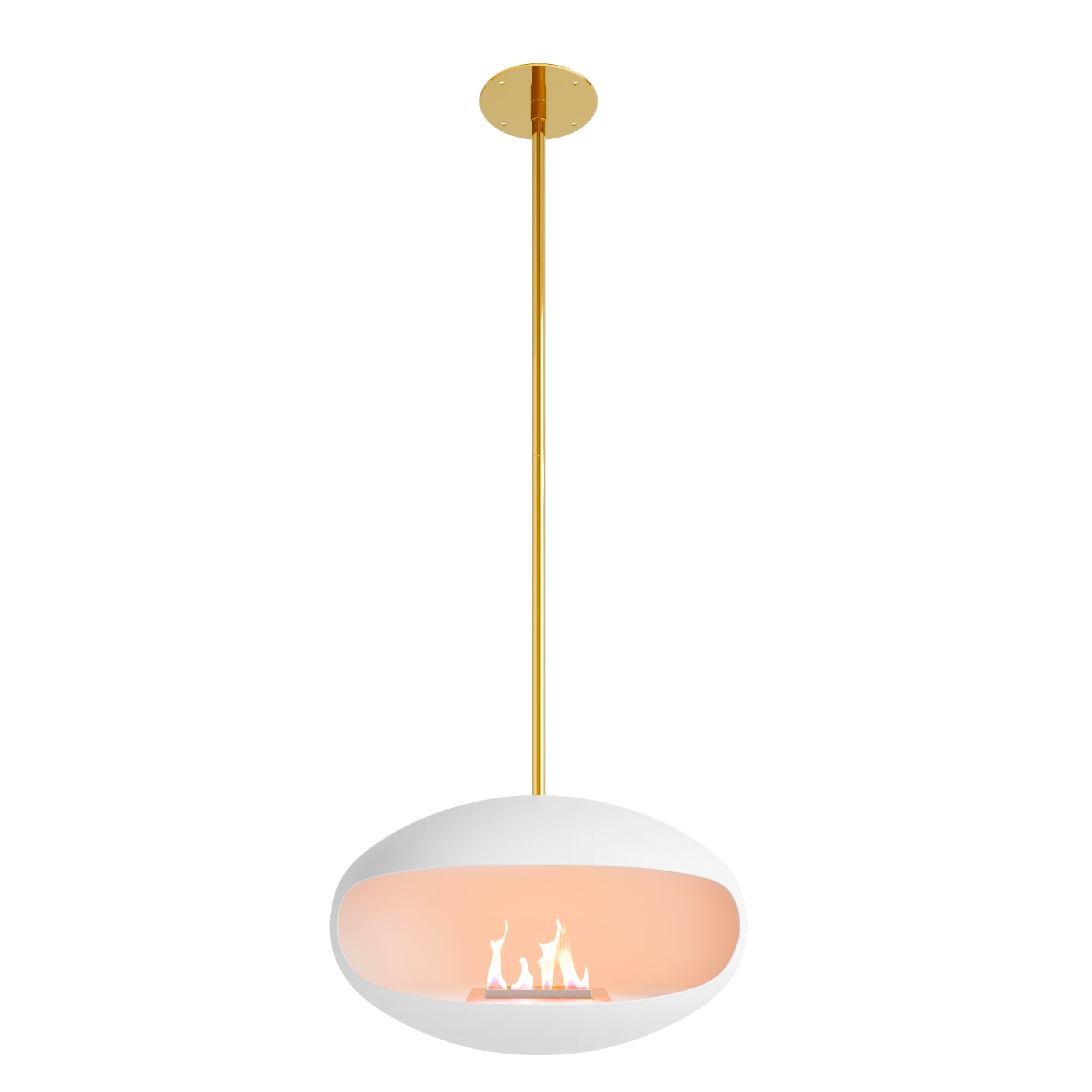 Cocoon Aeris – Matt White Ceiling‑Mounted Bioethanol Fireplace