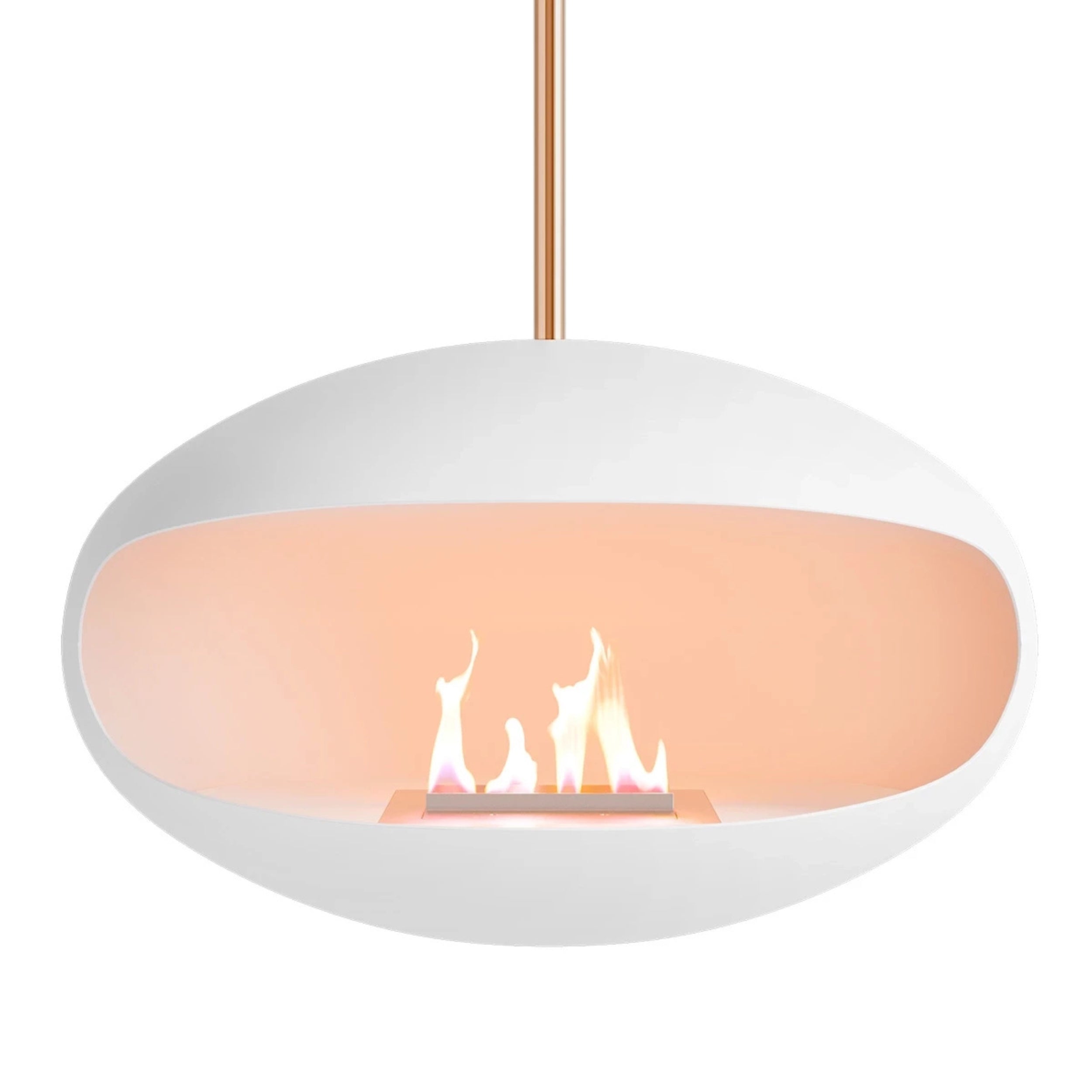 Cocoon Aeris – Matt White Ceiling‑Mounted Bioethanol Fireplace