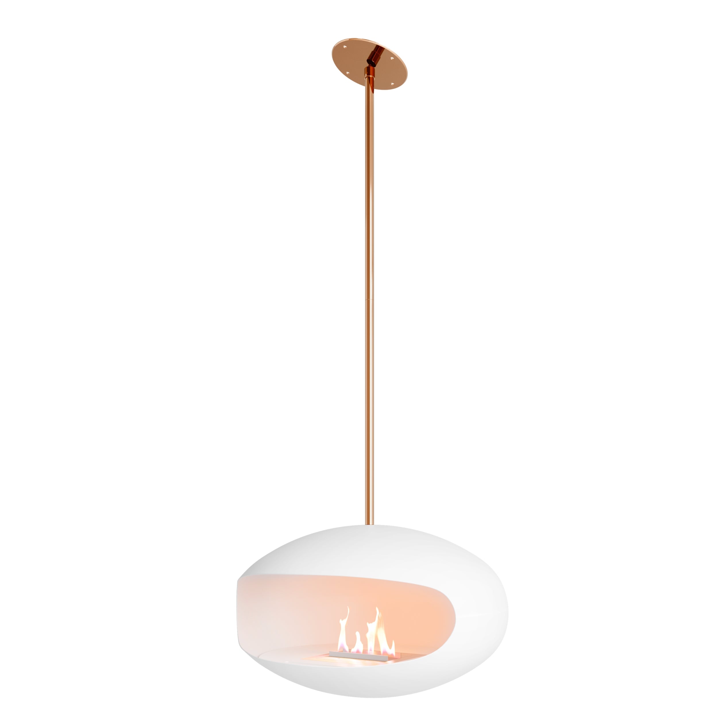 Cocoon Aeris – Matt White Ceiling‑Mounted Bioethanol Fireplace