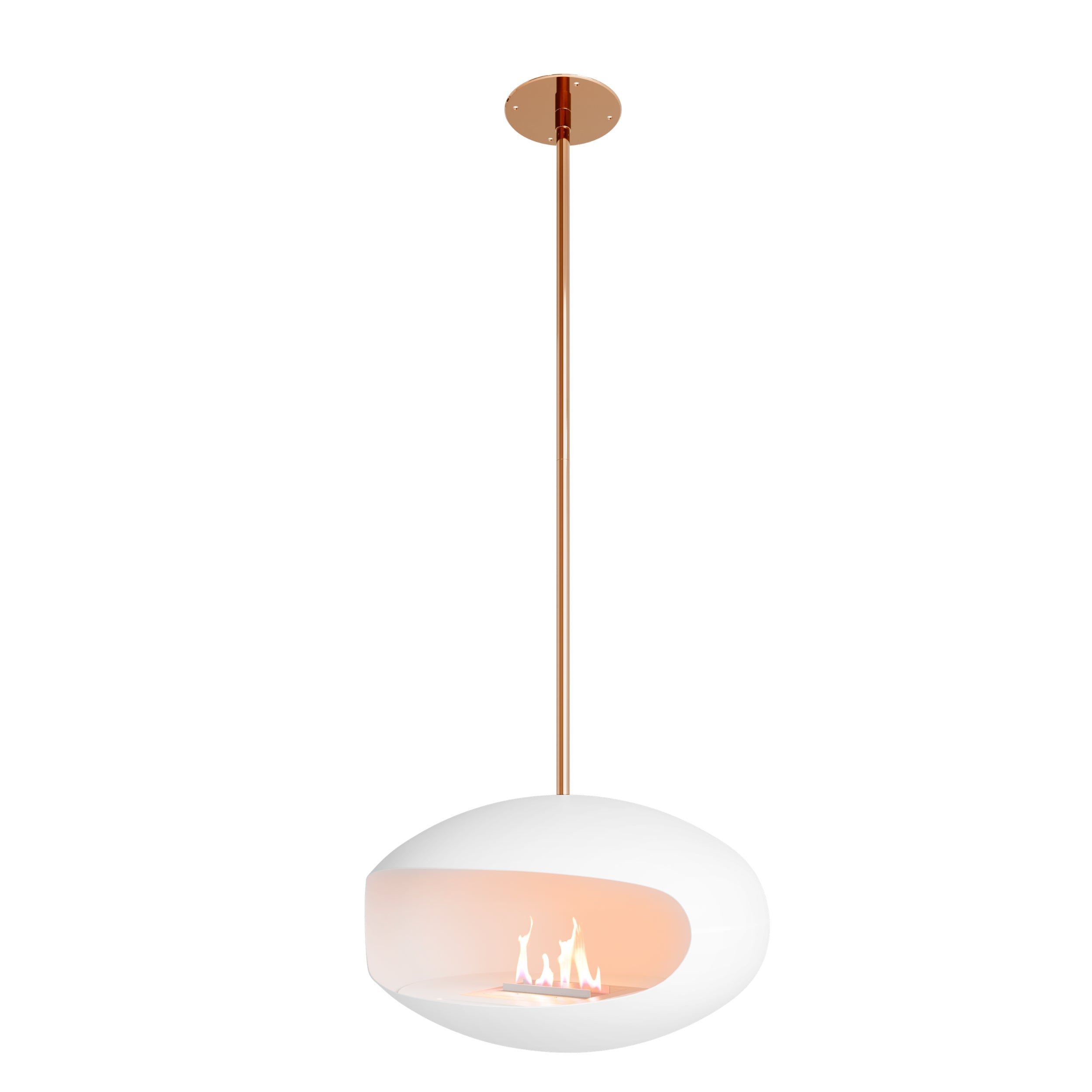 Cocoon Aeris – Matt White Ceiling‑Mounted Bioethanol Fireplace