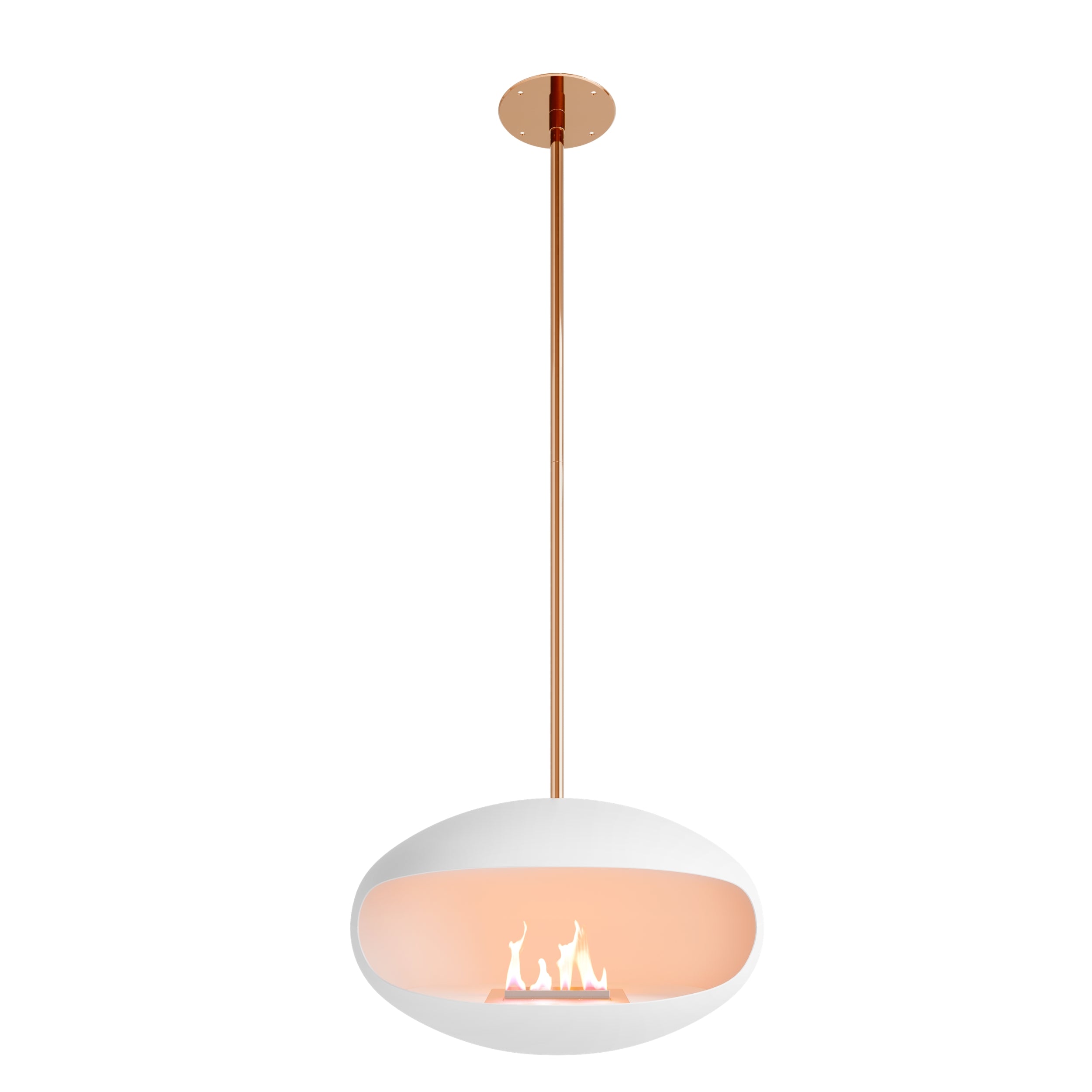 Cocoon Aeris – Matt White Ceiling‑Mounted Bioethanol Fireplace