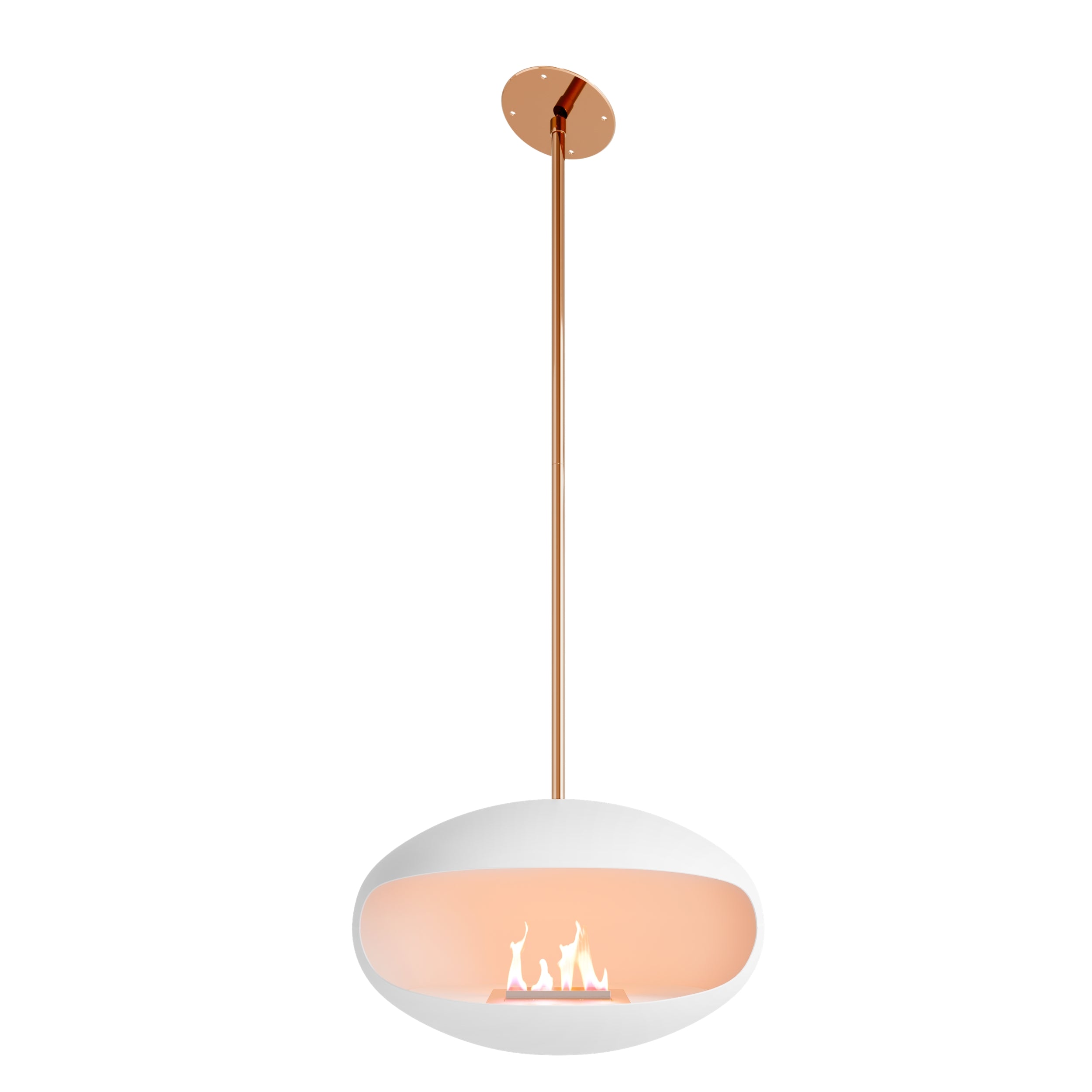 Cocoon Aeris – Matt White Ceiling‑Mounted Bioethanol Fireplace
