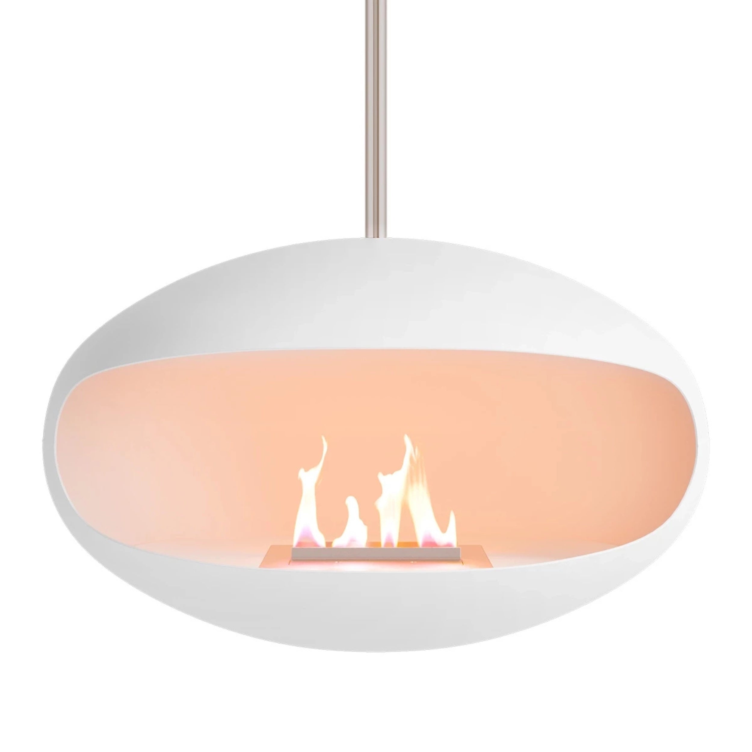 Cocoon Aeris – Matt White Ceiling‑Mounted Bioethanol Fireplace