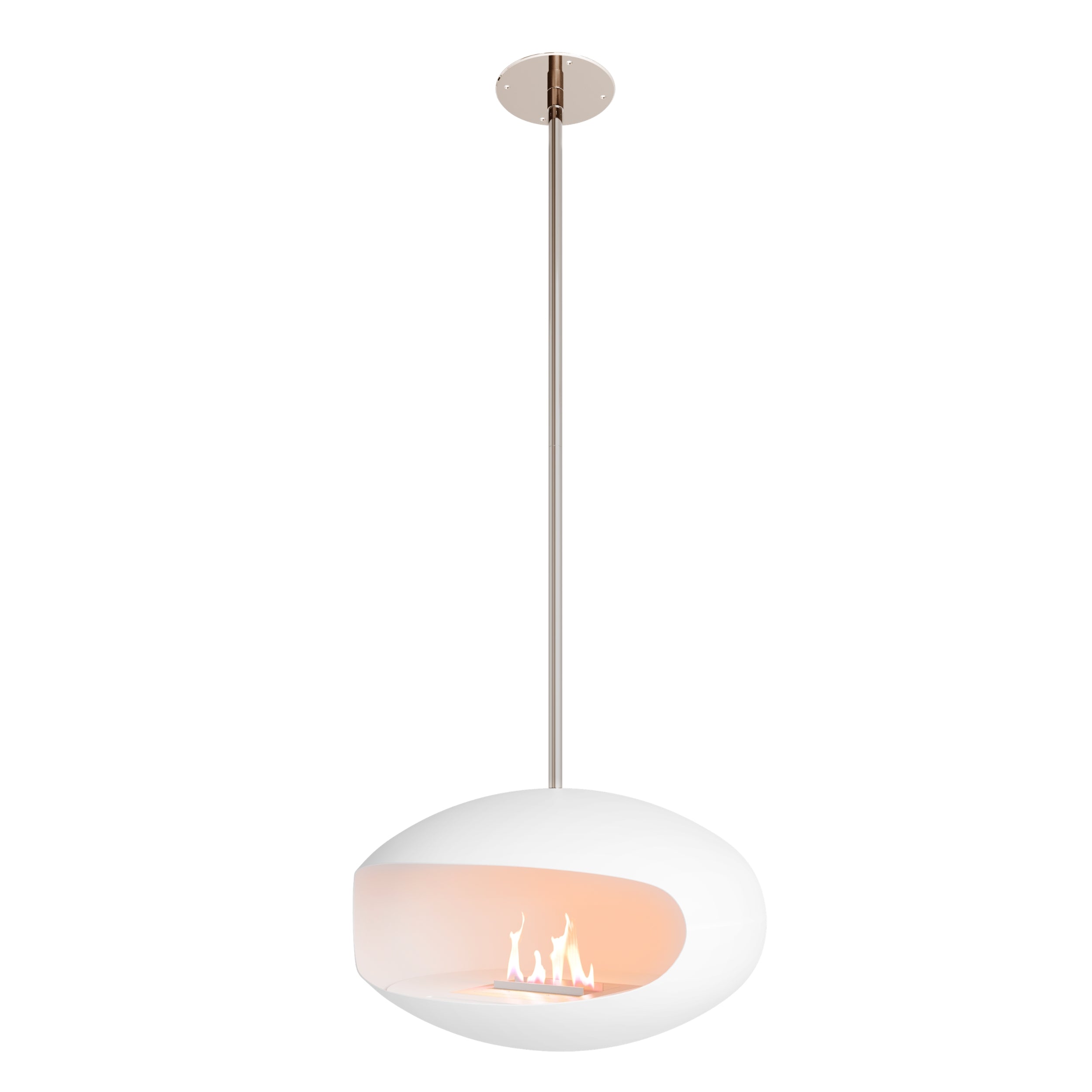 Cocoon Aeris – Matt White Ceiling‑Mounted Bioethanol Fireplace