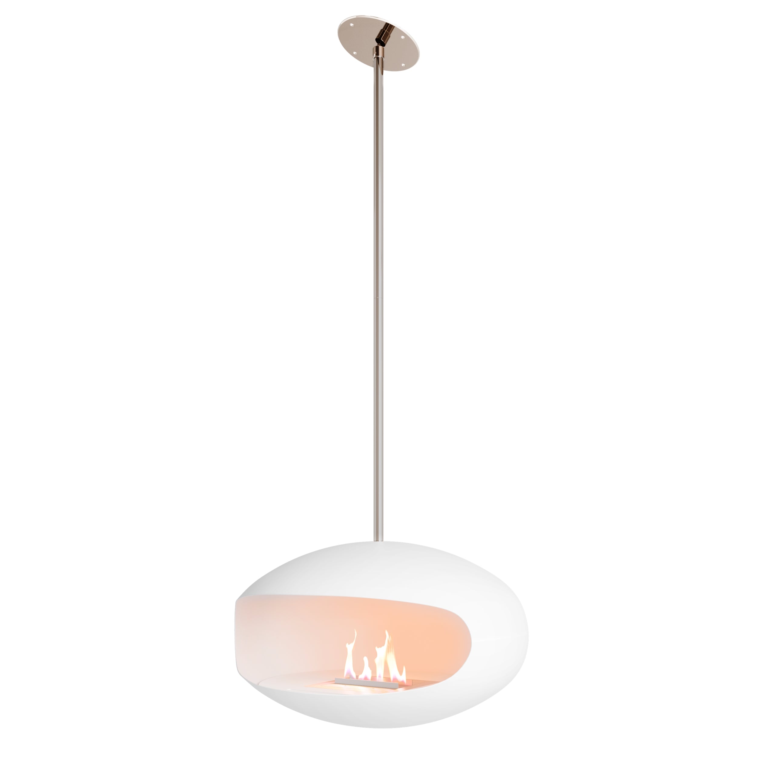 Cocoon Aeris – Matt White Ceiling‑Mounted Bioethanol Fireplace