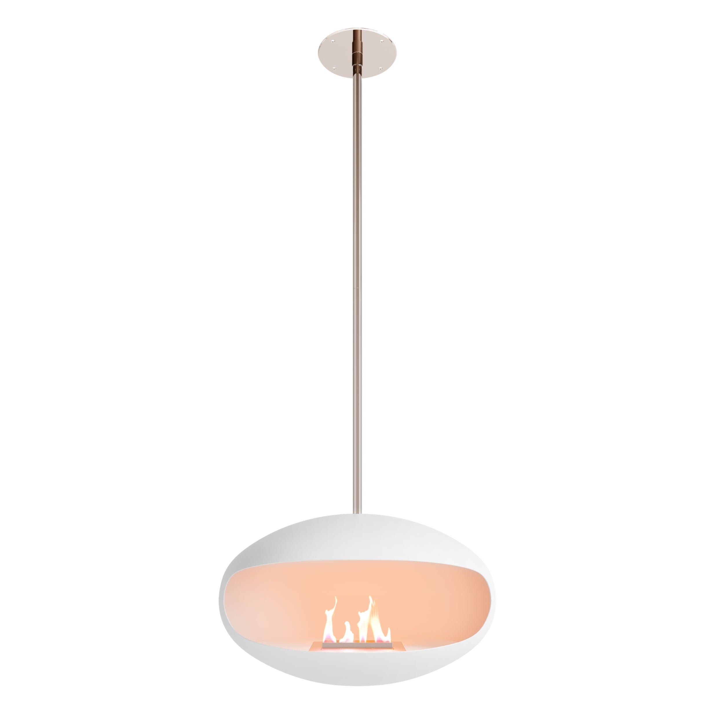 Cocoon Aeris – Matt White Ceiling‑Mounted Bioethanol Fireplace