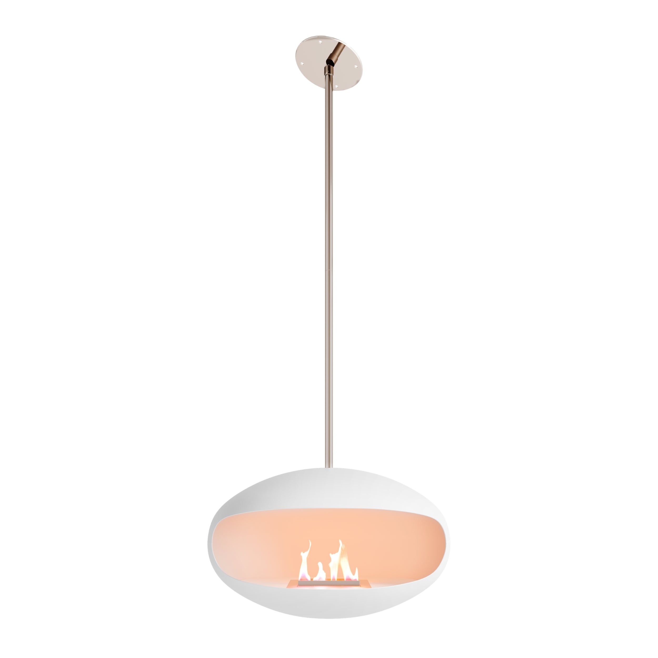 Cocoon Aeris – Matt White Ceiling‑Mounted Bioethanol Fireplace