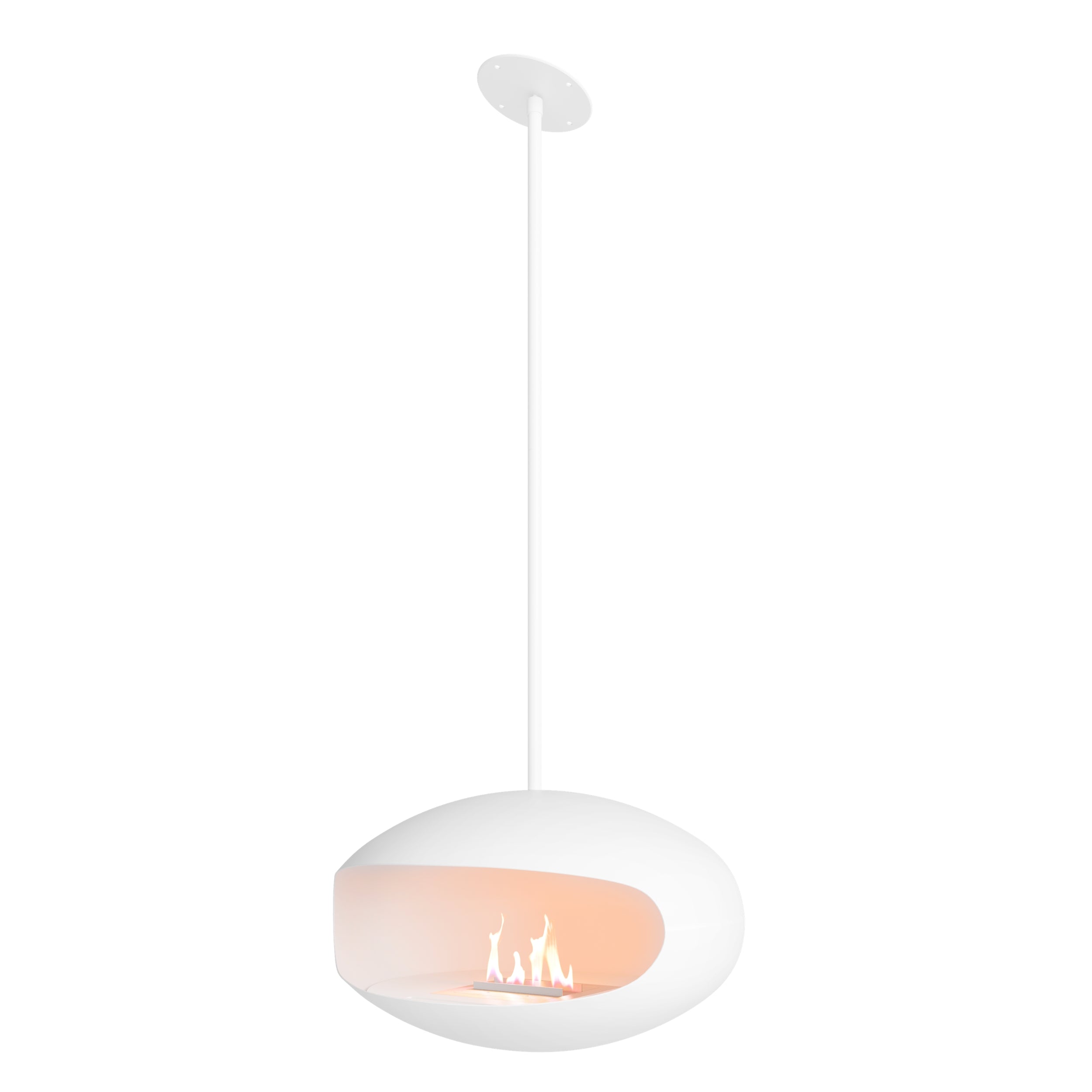 Cocoon Aeris – Matt White Ceiling‑Mounted Bioethanol Fireplace