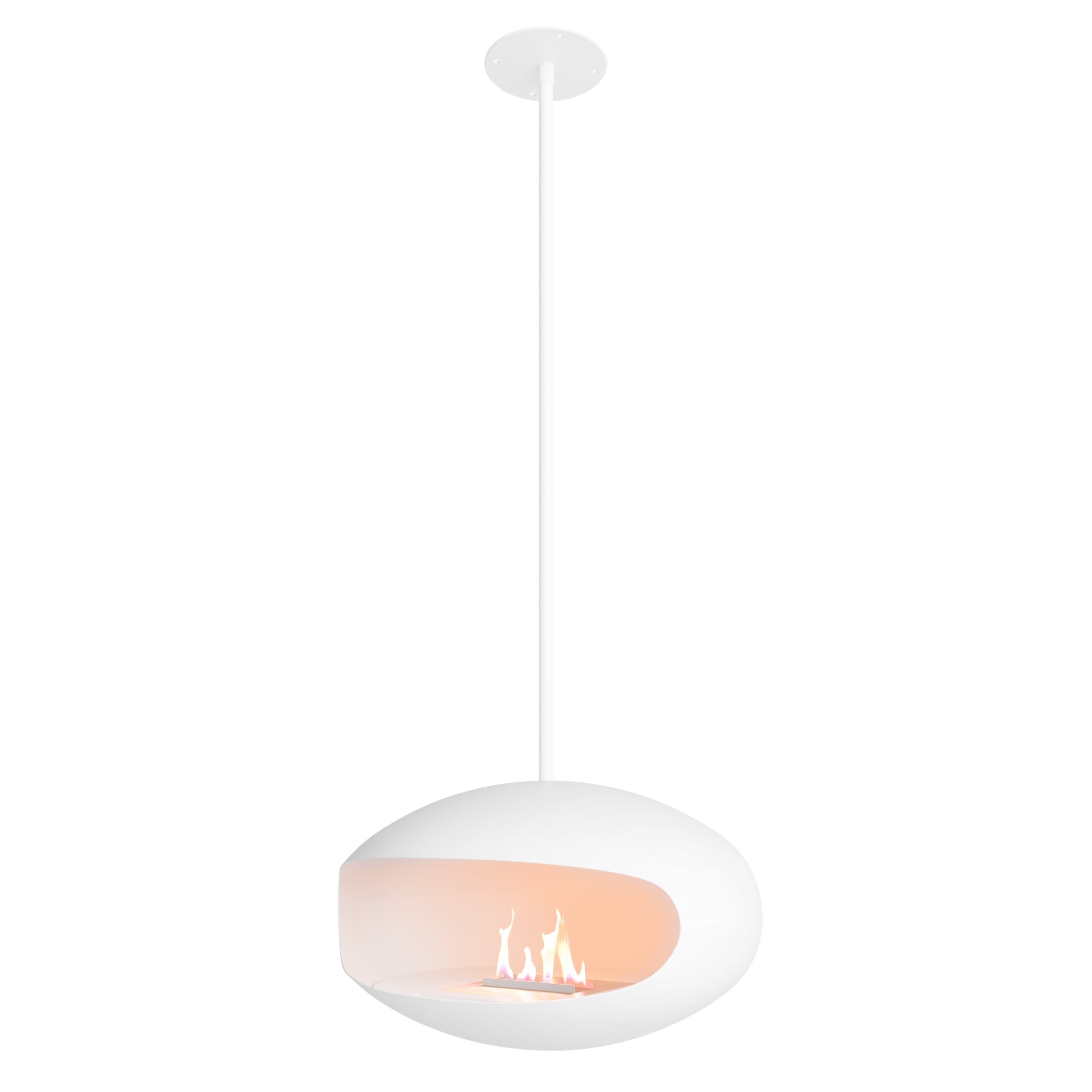 Cocoon Aeris – Matt White Ceiling‑Mounted Bioethanol Fireplace