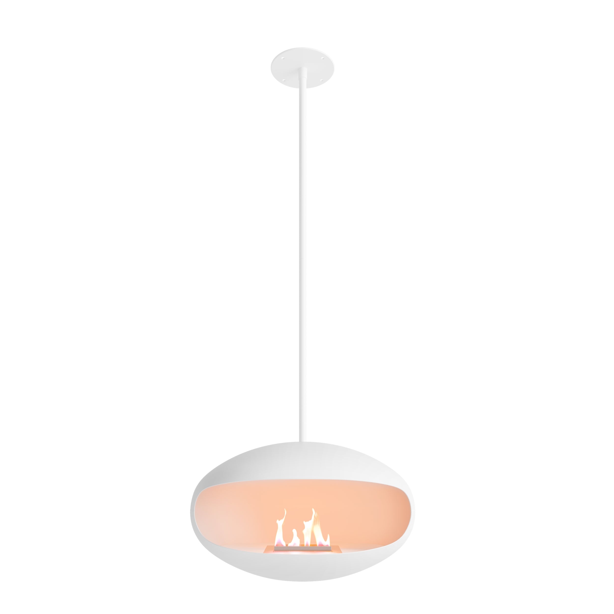 Cocoon Aeris – Matt White Ceiling‑Mounted Bioethanol Fireplace
