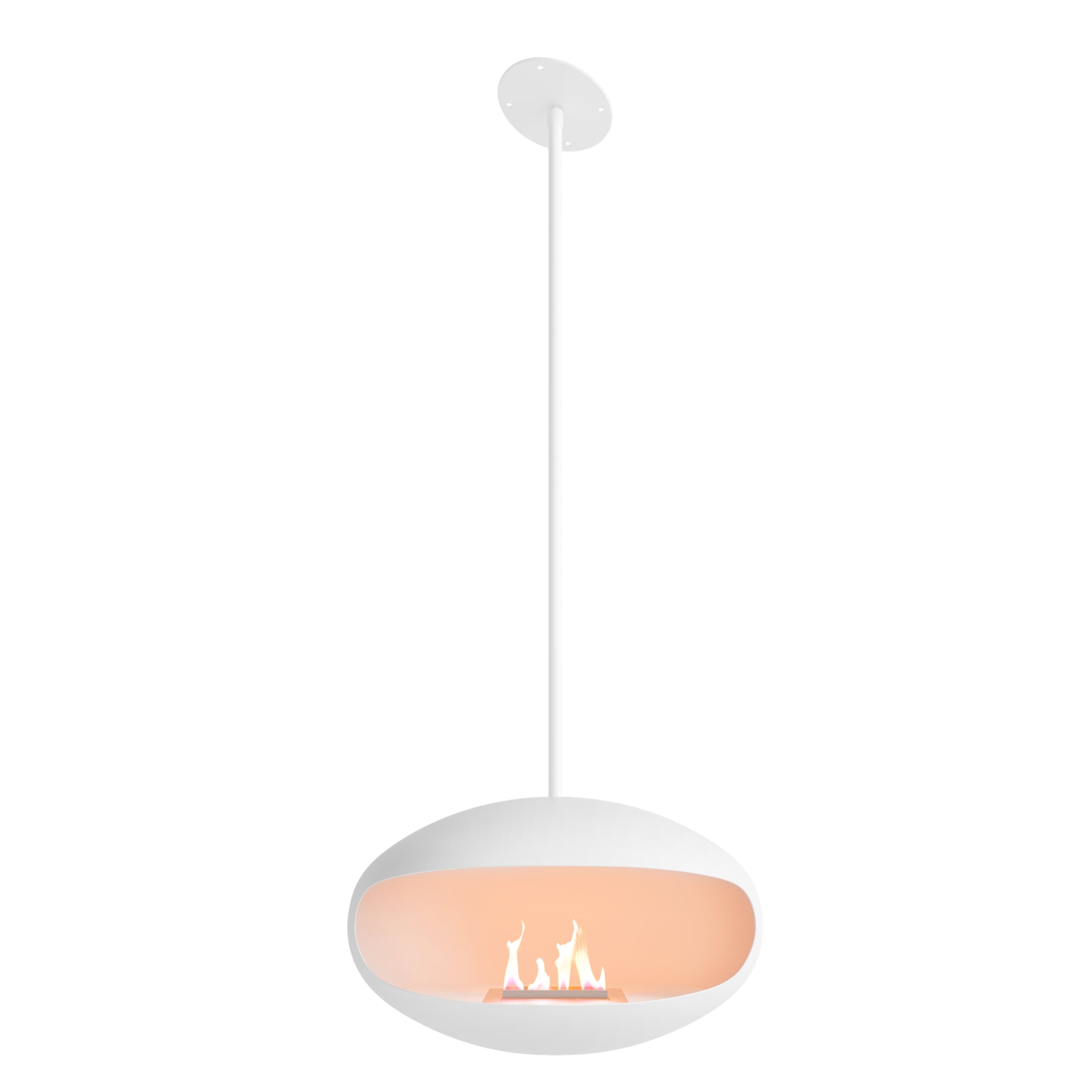 Cocoon Aeris – Matt White Ceiling‑Mounted Bioethanol Fireplace