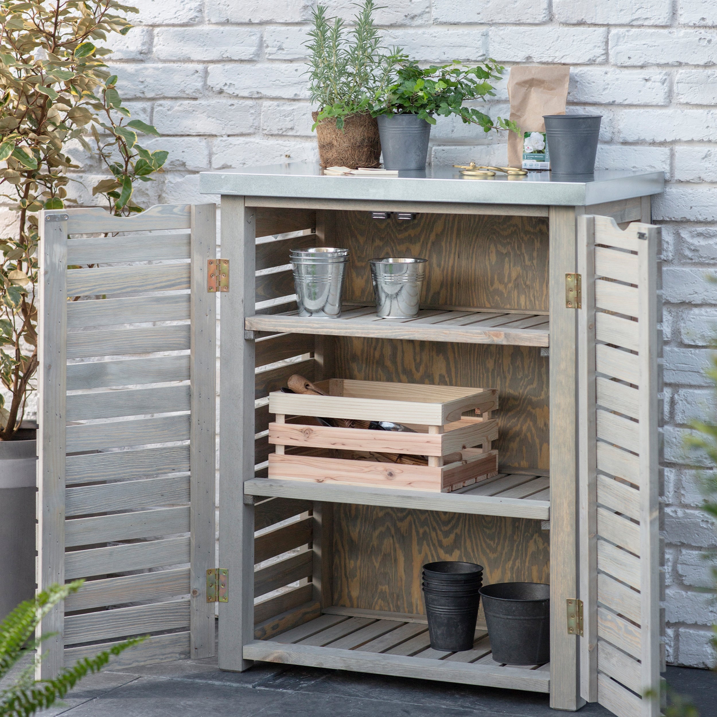 Aldsworth Slatted Storage Unit – Spruce & Galvanised Steel