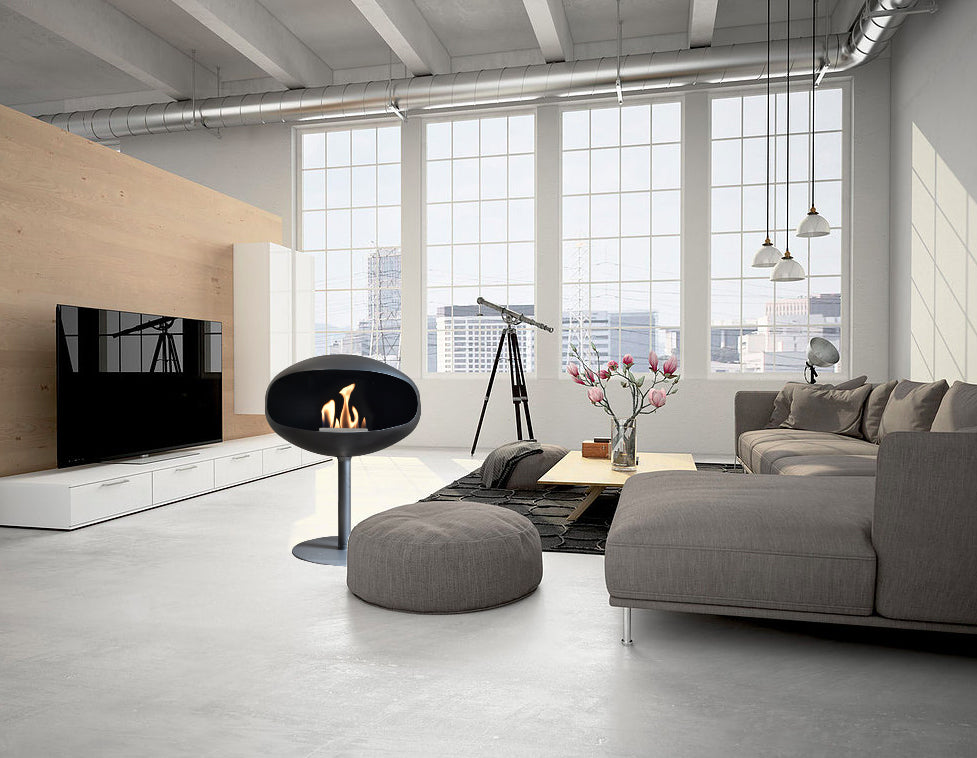 Cocoon Pedestal Fire – Matte Black with Black Base
