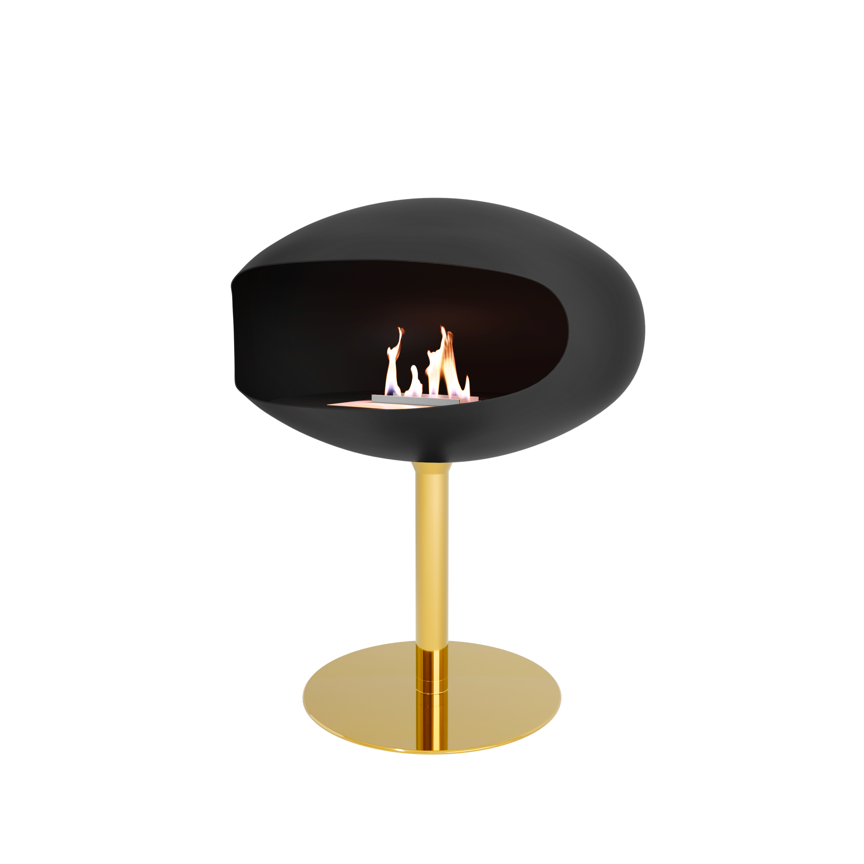 Cocoon Pedestal Fire – Matte Black with Brass Pedestal
