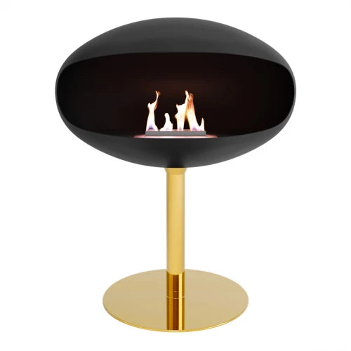 Cocoon Pedestal Fire – Matte Black with Brass Pedestal