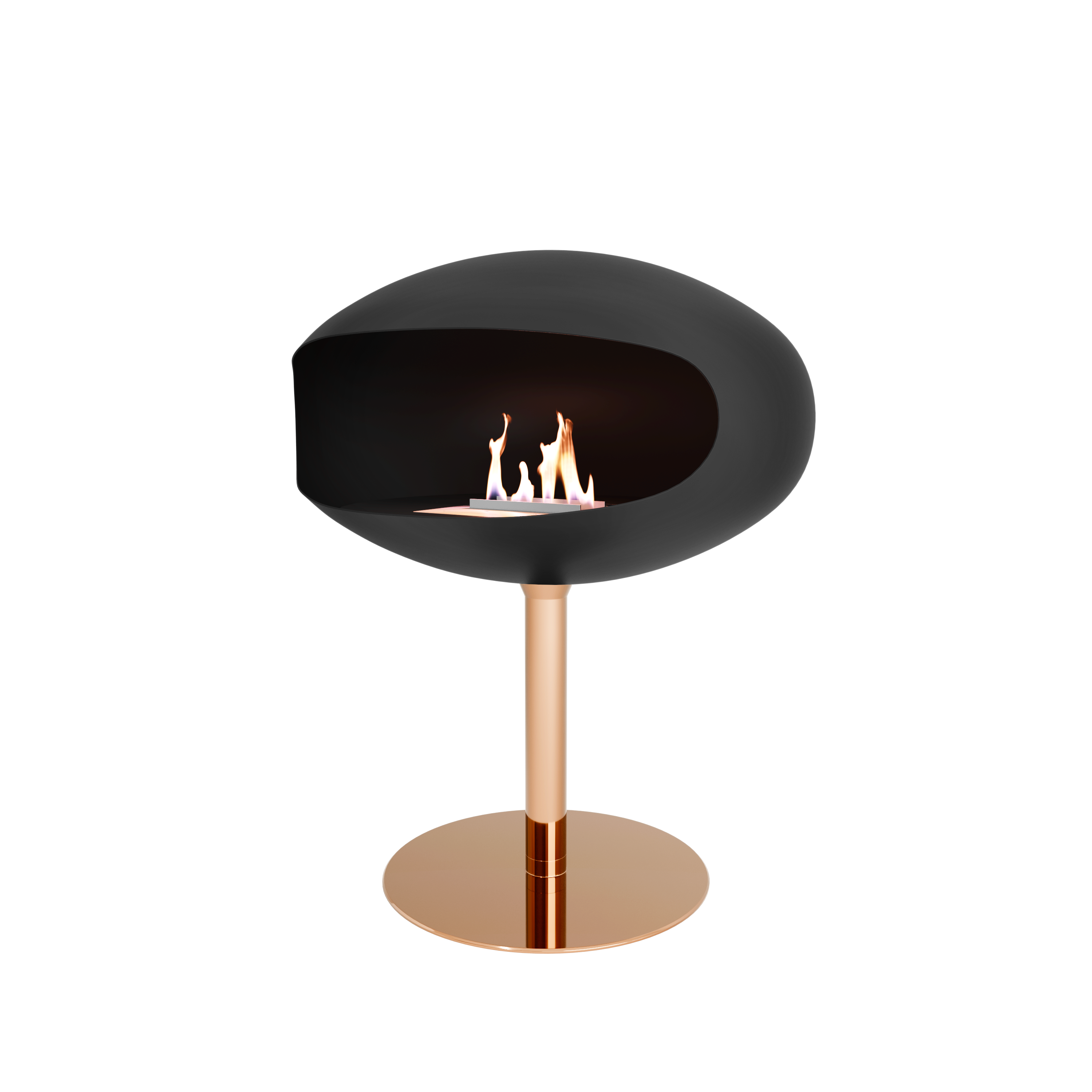 Cocoon Pedestal Fire – Matte Black & Rose Gold Brass Pedestal