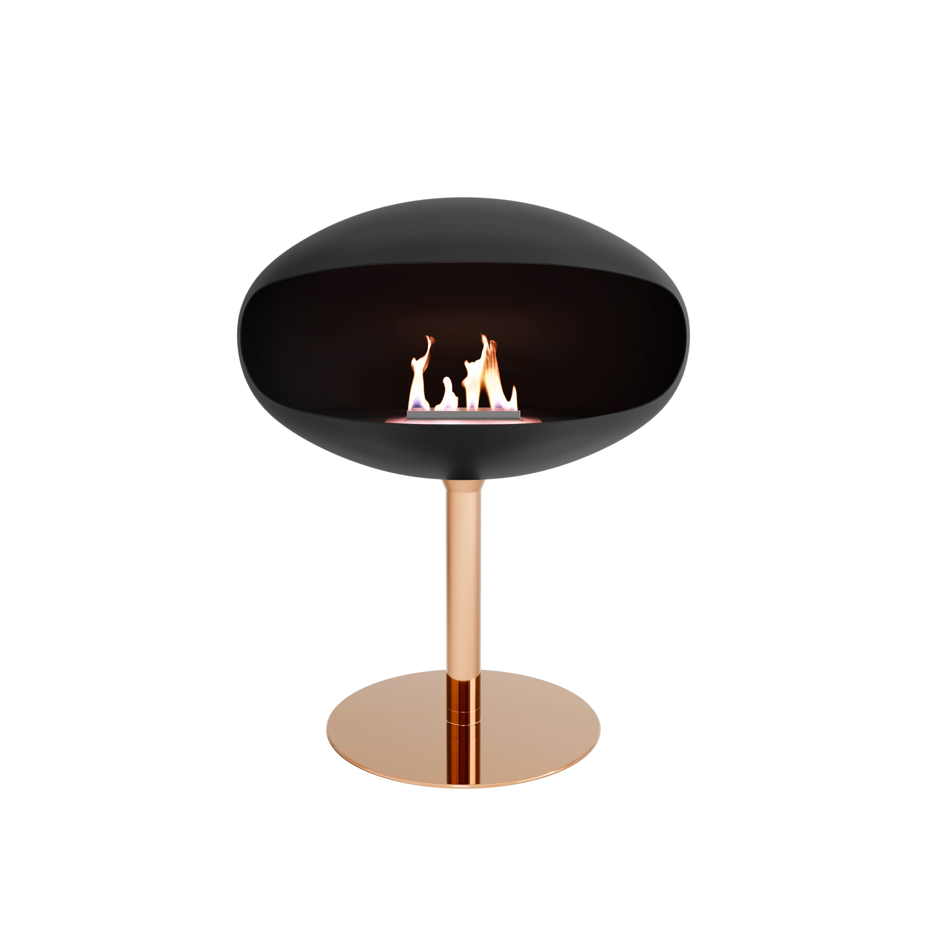 Cocoon Pedestal Fire – Matte Black & Rose Gold Brass Pedestal