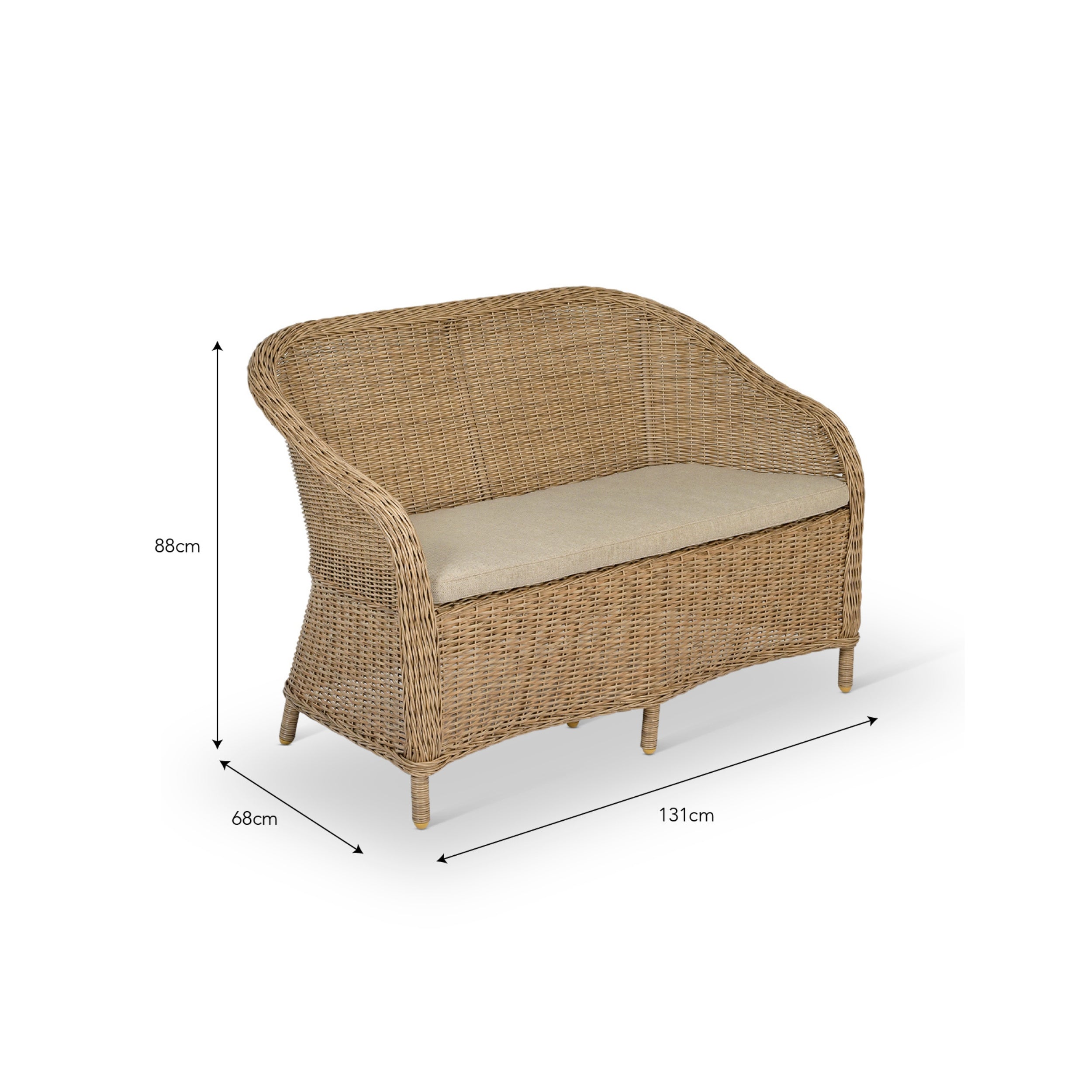 Brayford Bench – Natural PE Rattan