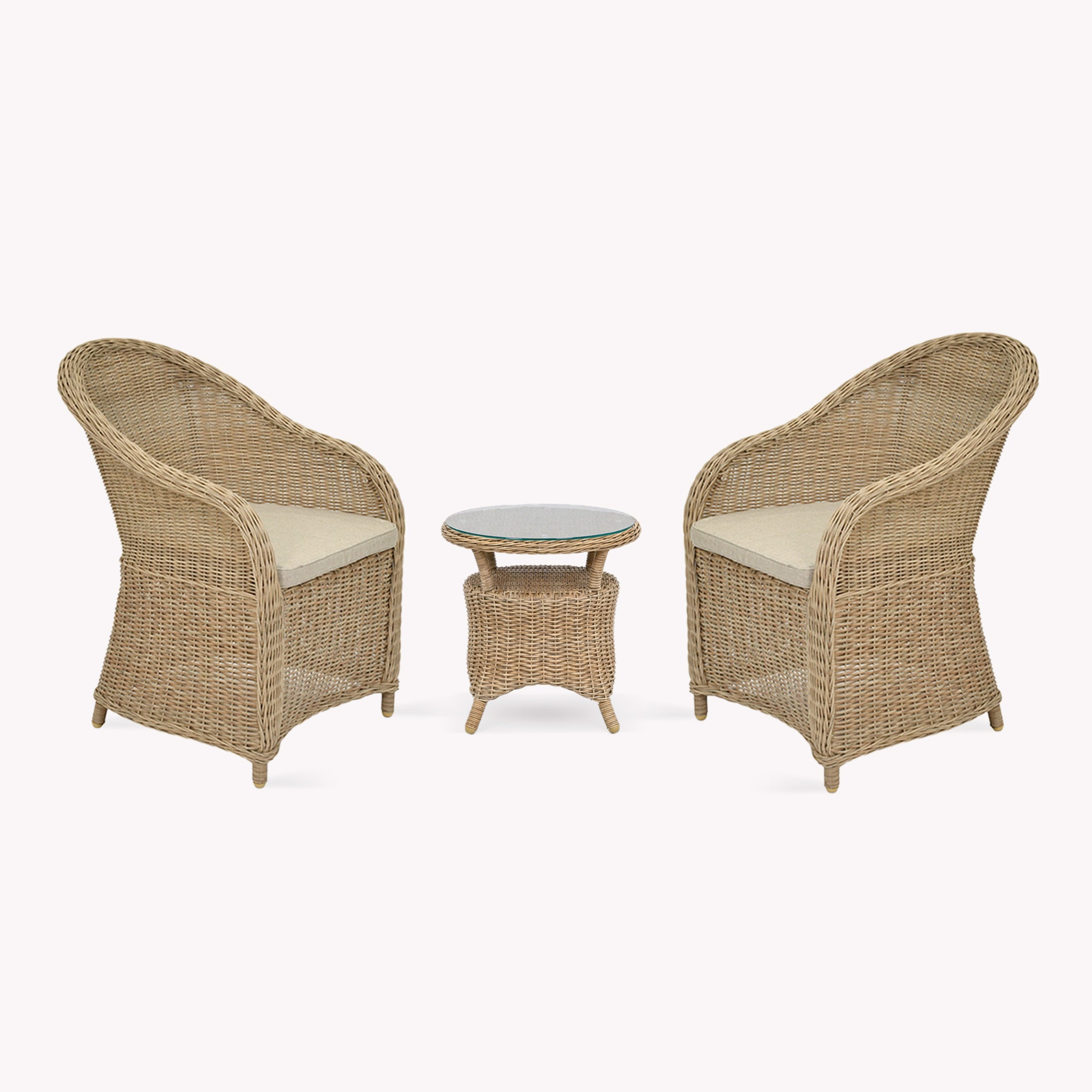Brayford Outdoor Chair Set – PE Rattan, 2 Chairs & Side Table