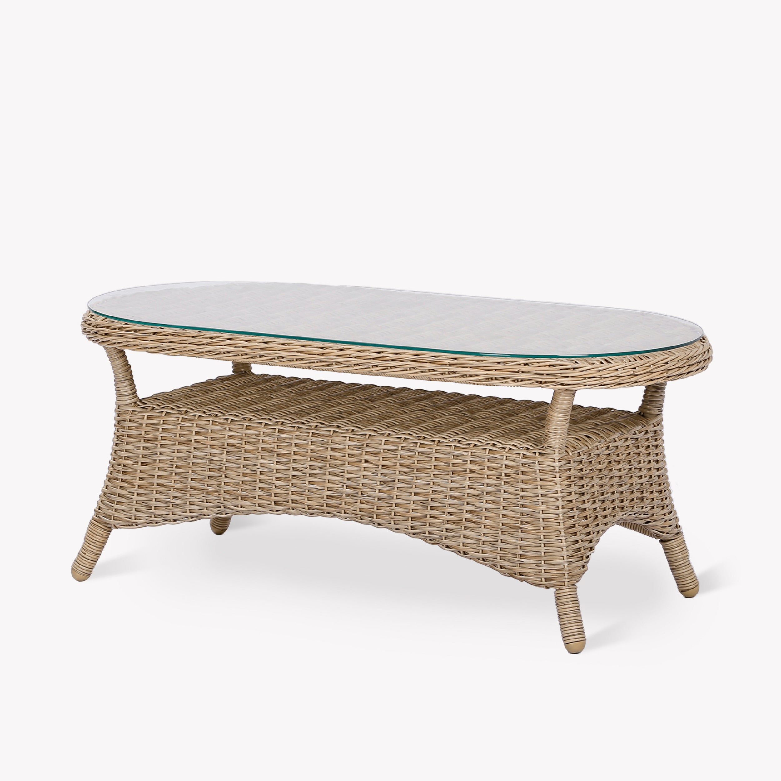 Brayford Outdoor Coffee Table – PE Rattan & Glass
