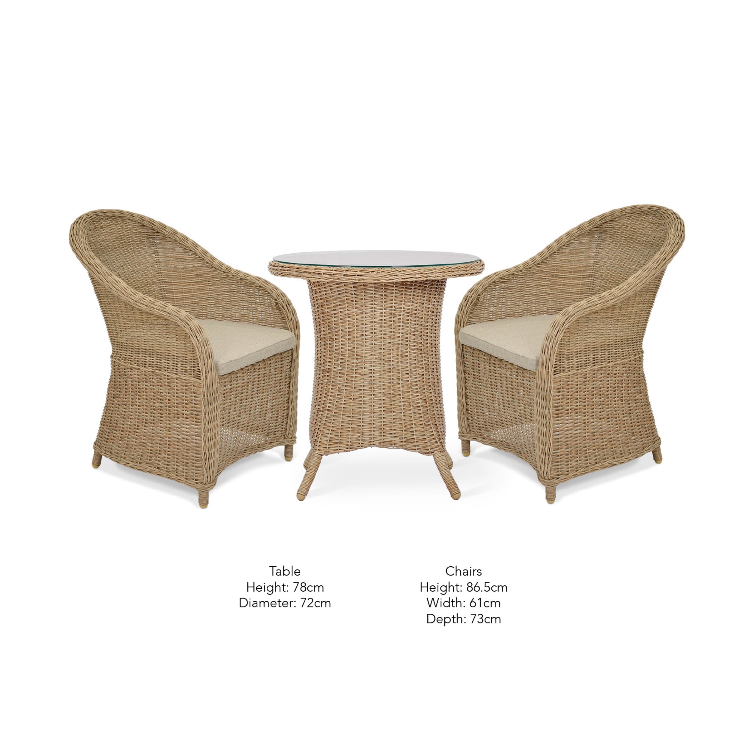 Brayford Outdoor Bistro Set – PE Rattan, Table & 2 Chairs