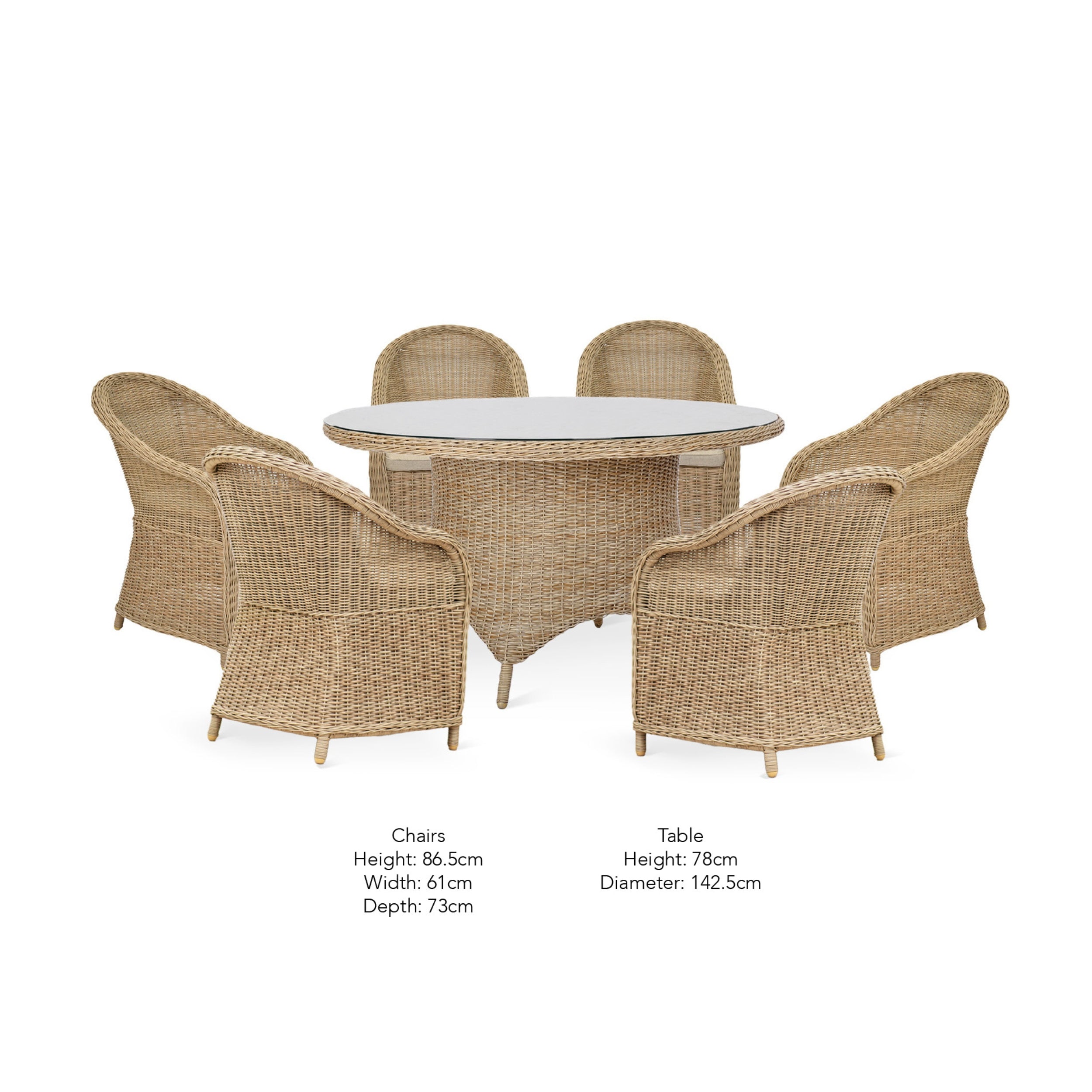 Brayford Large Round Outdoor Dining Set – Table & 6 Chairs