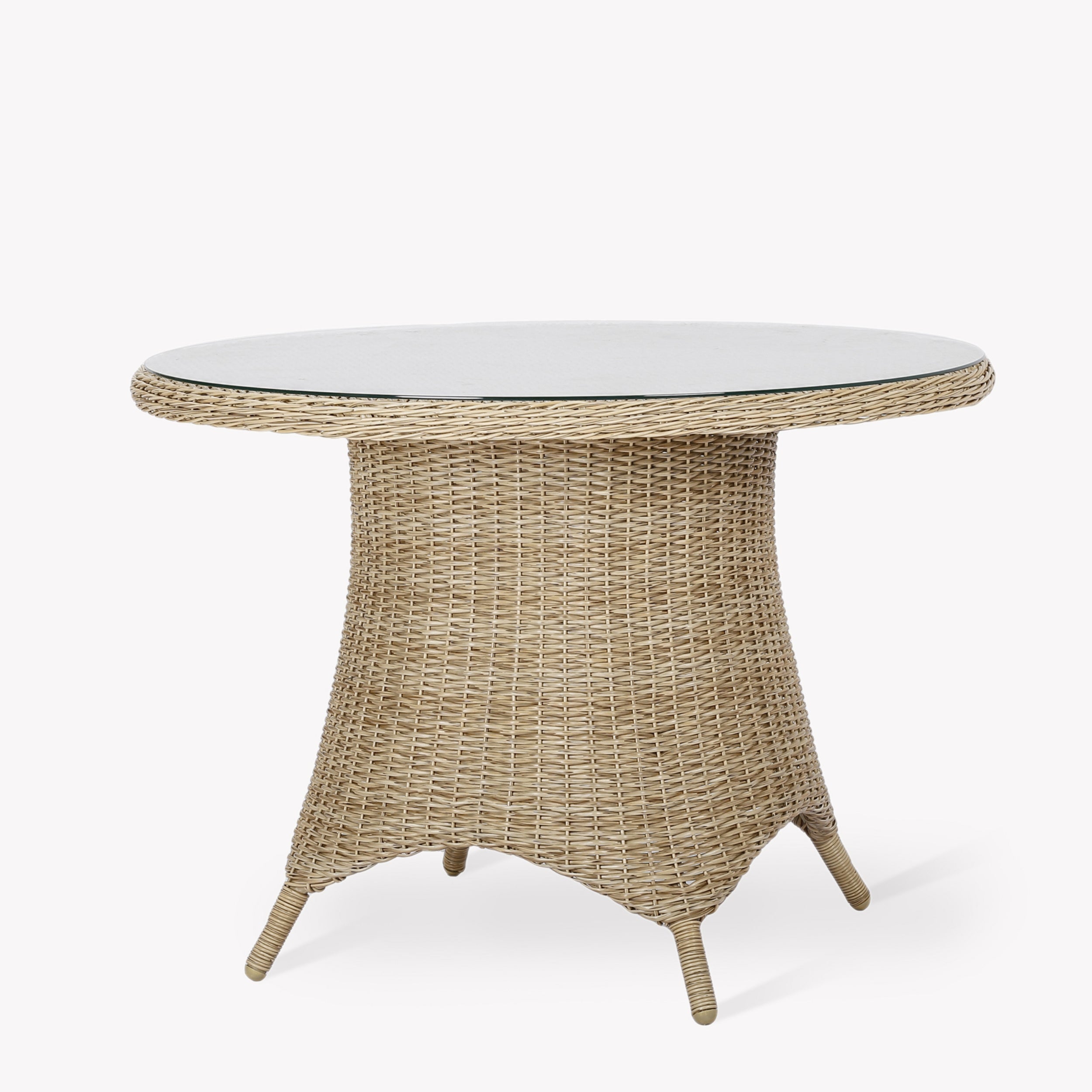 Brayford Small Round Outdoor Dining Table – PE Rattan & Glass
