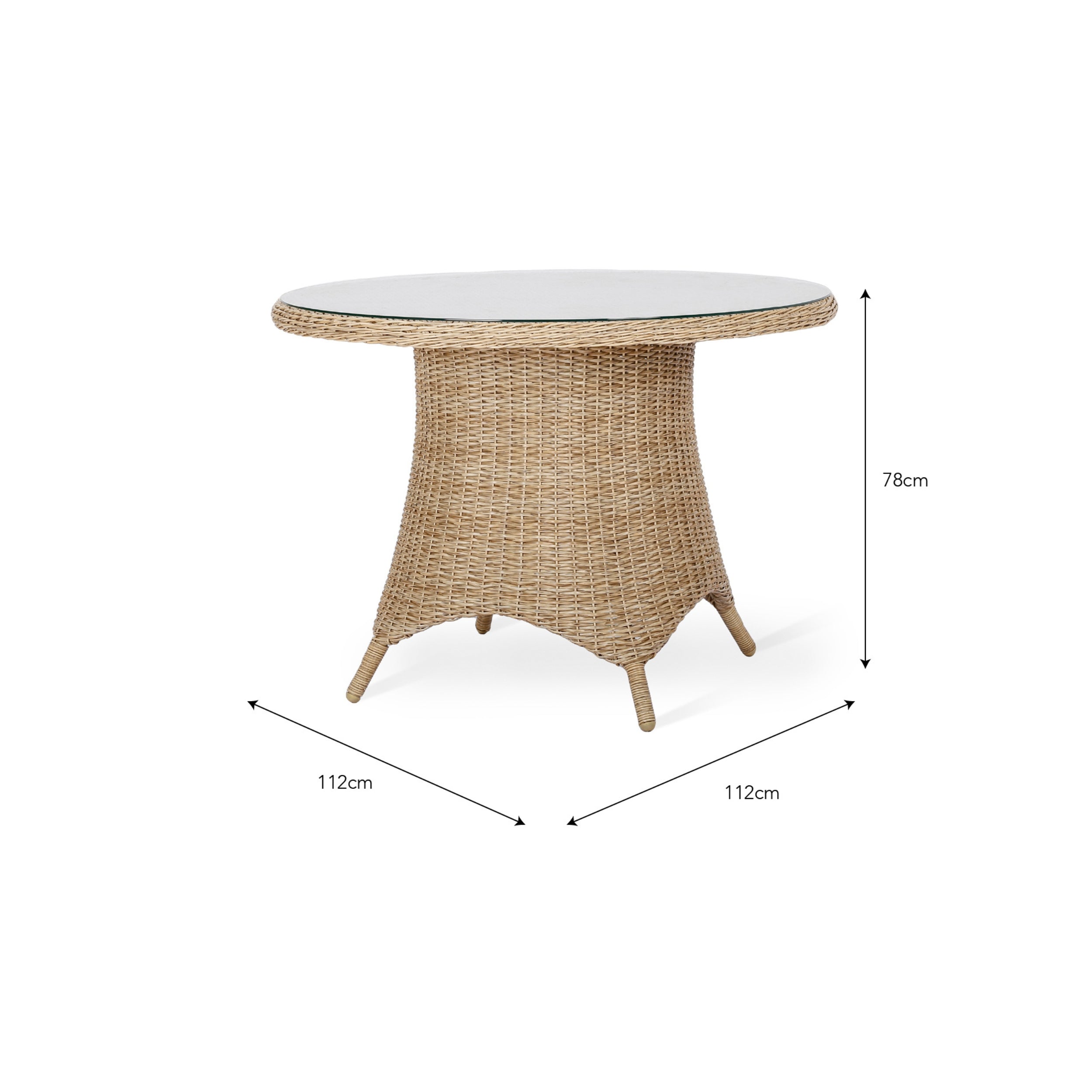 Brayford Small Round Outdoor Dining Table – PE Rattan & Glass