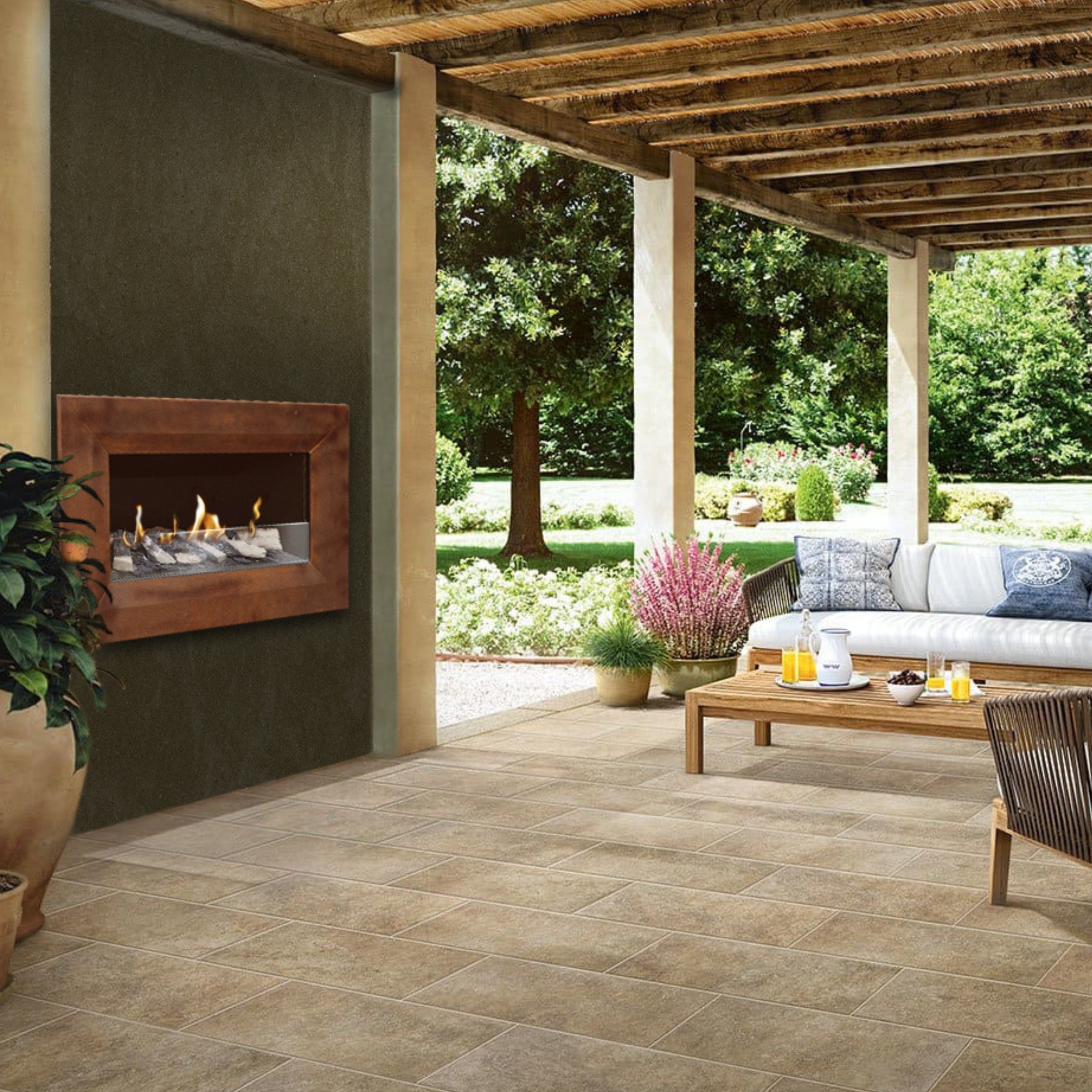 Italkero Capri 80 Outdoor Gas Fireplace with Remote Control – Corten Colour