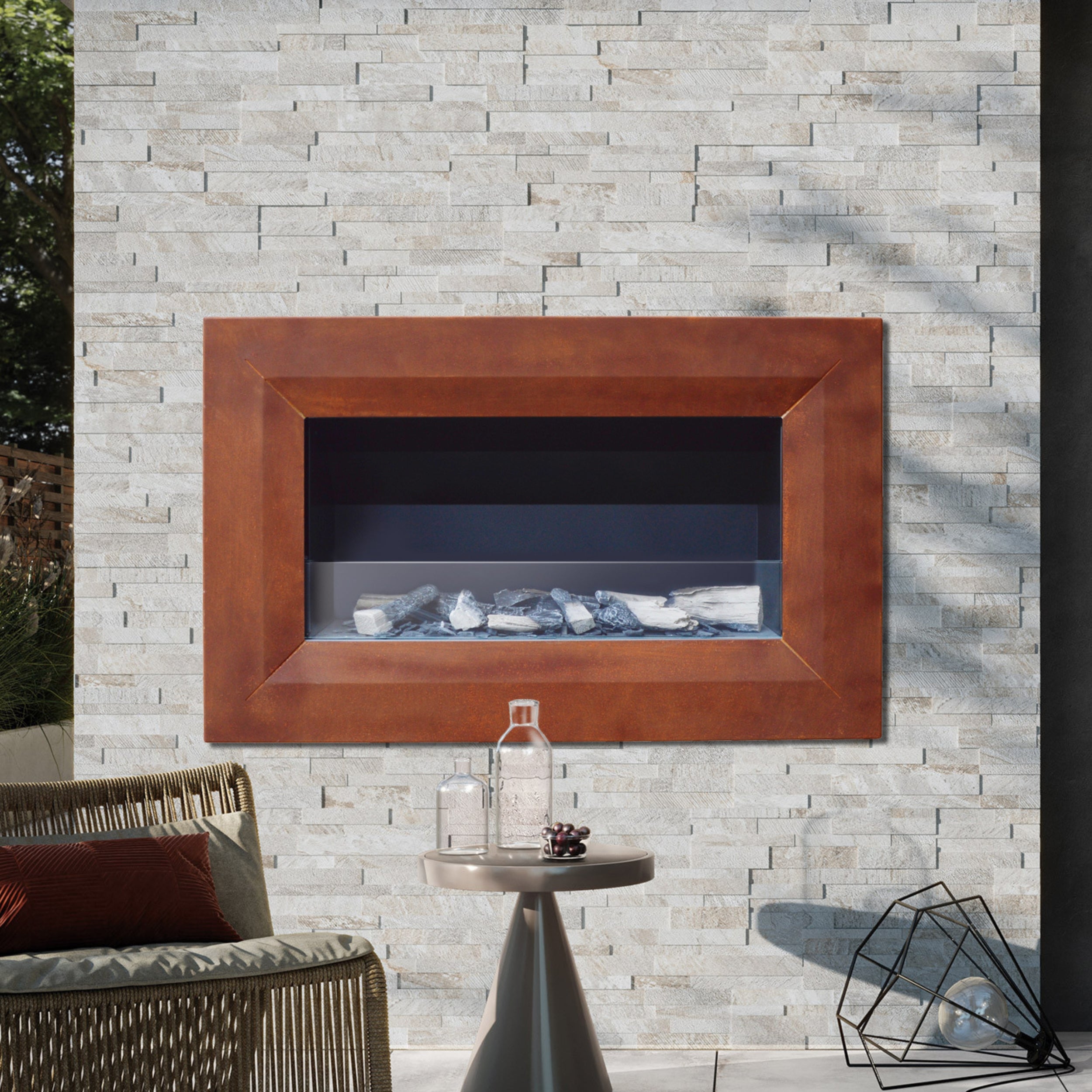 Italkero Capri 80 Outdoor Gas Fireplace with Remote Control – Corten Colour