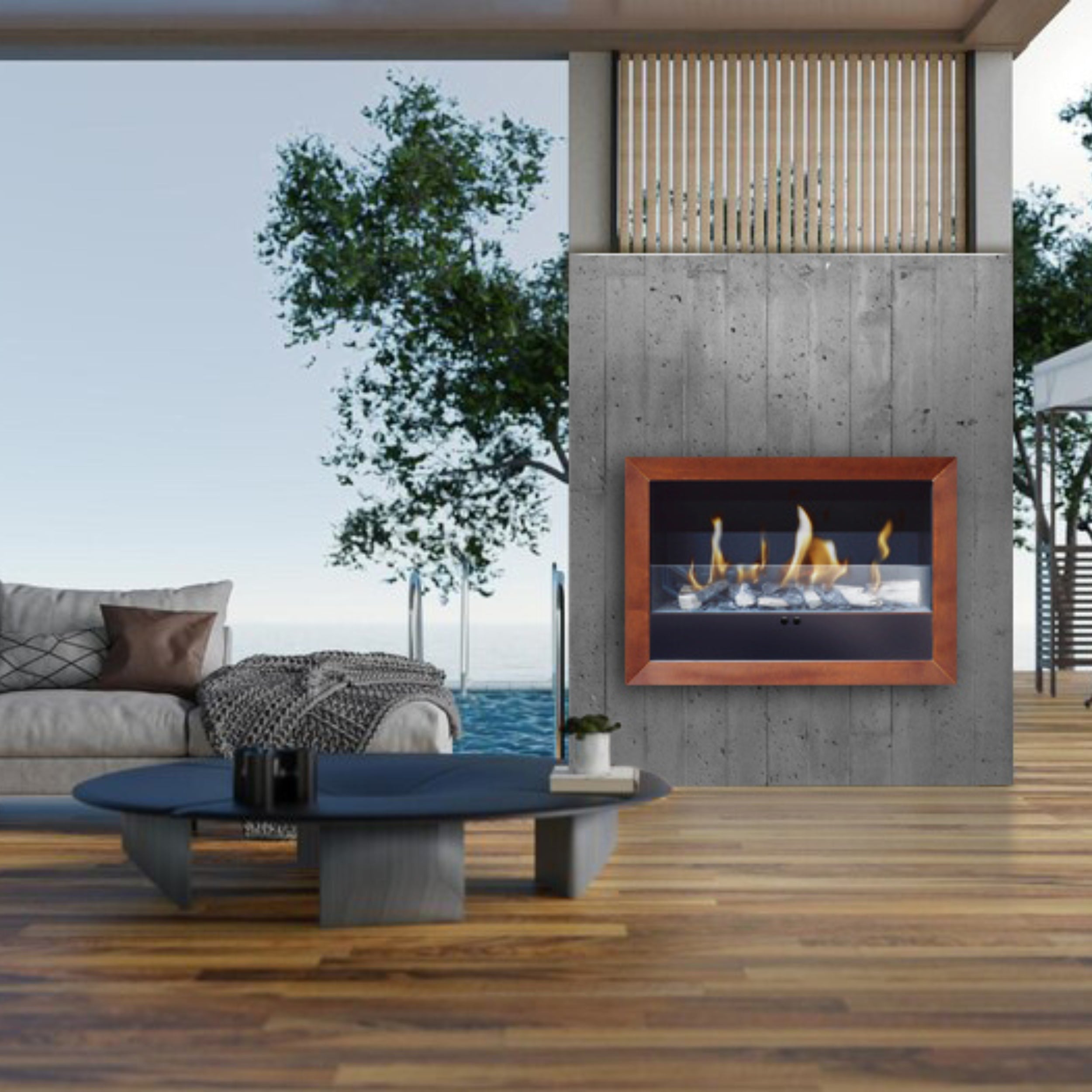 Italkero Capri 80 Outdoor Gas Fireplace with Remote Control – Corten Colour