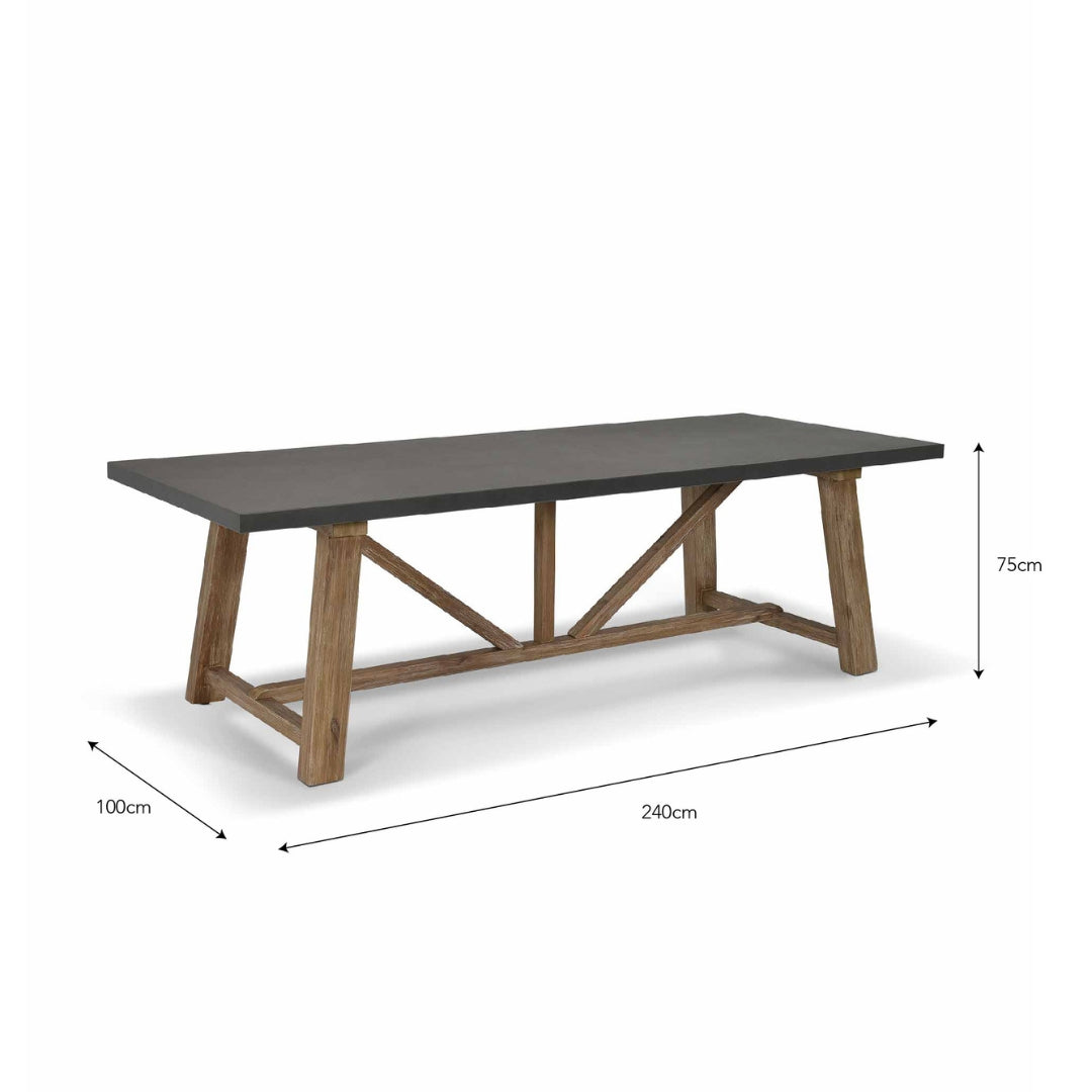 Chilford Large Outdoor Dining Table – Acacia Wood & Grey Polystone