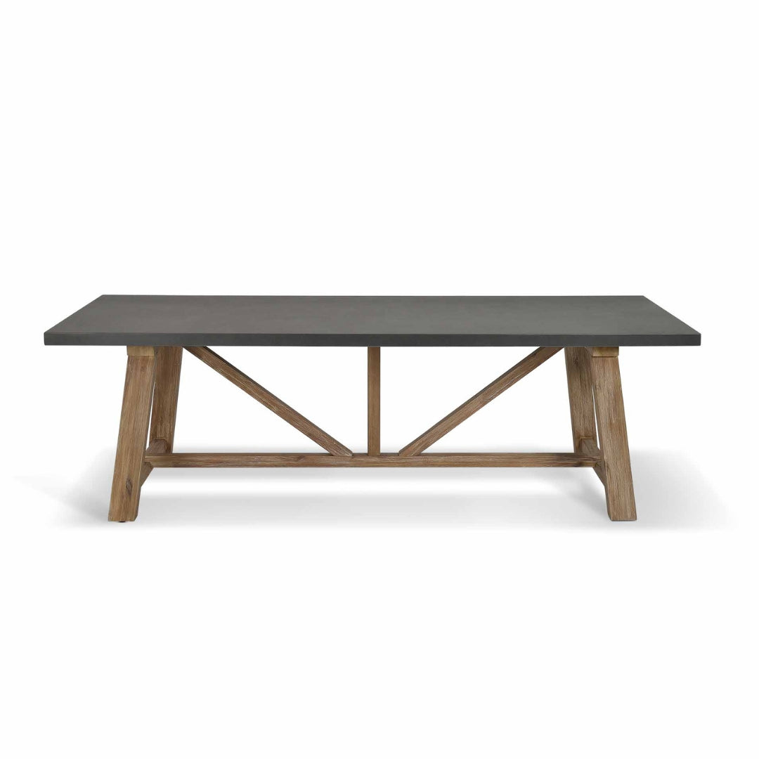 Chilford Large Outdoor Dining Table – Acacia Wood & Grey Polystone