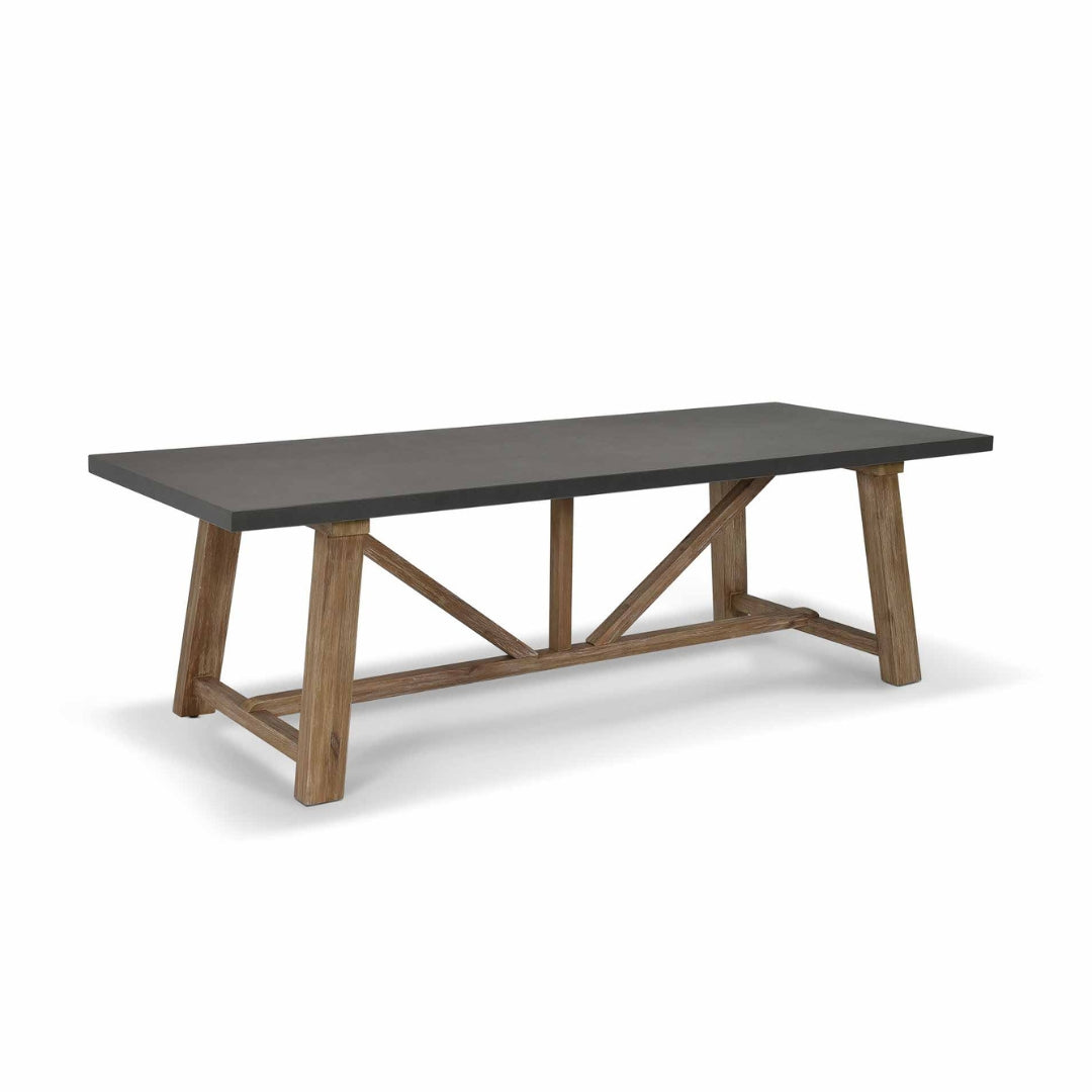 Chilford Large Outdoor Dining Table – Acacia Wood & Grey Polystone
