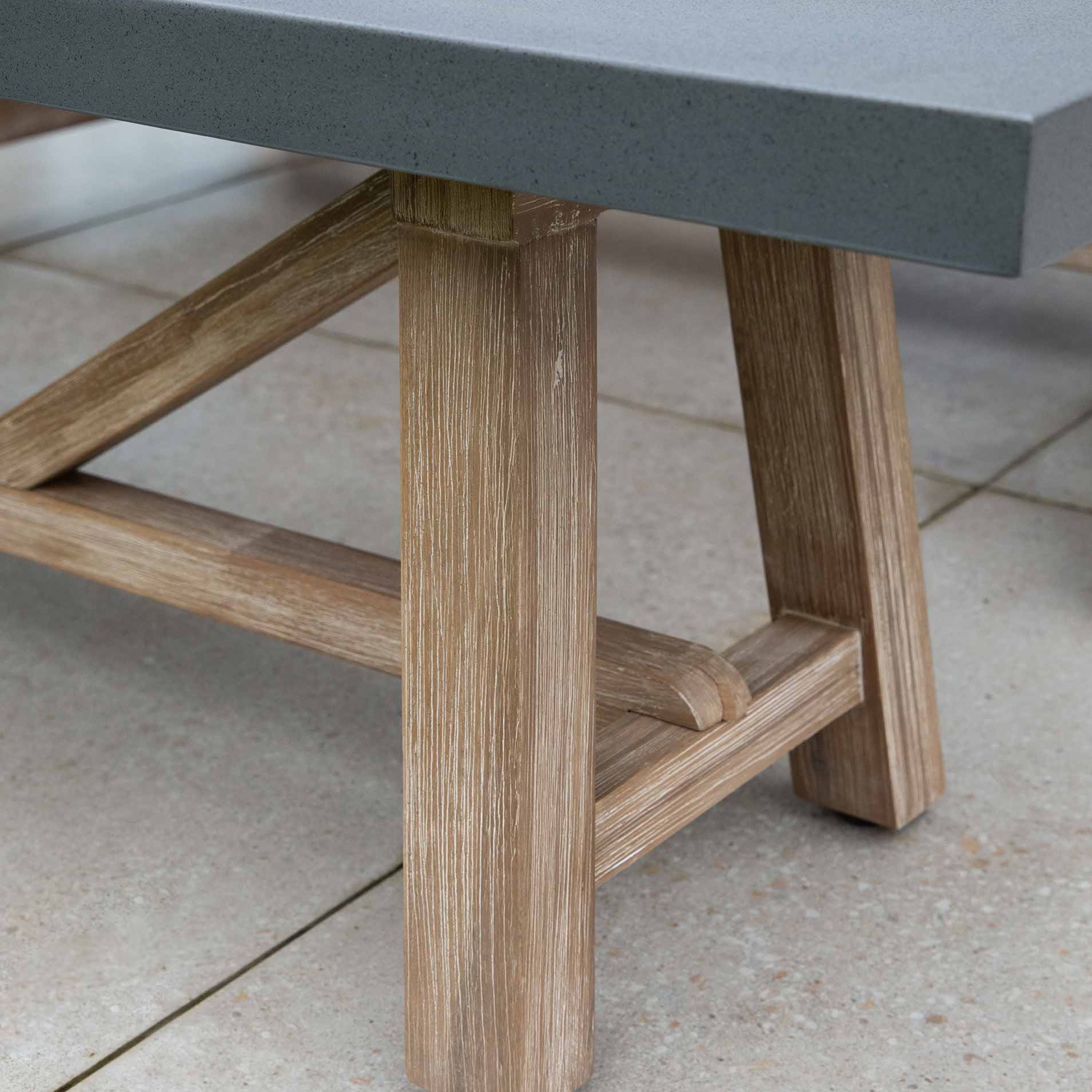 Chilford Small Bench – Acacia Wood & Grey Polystone