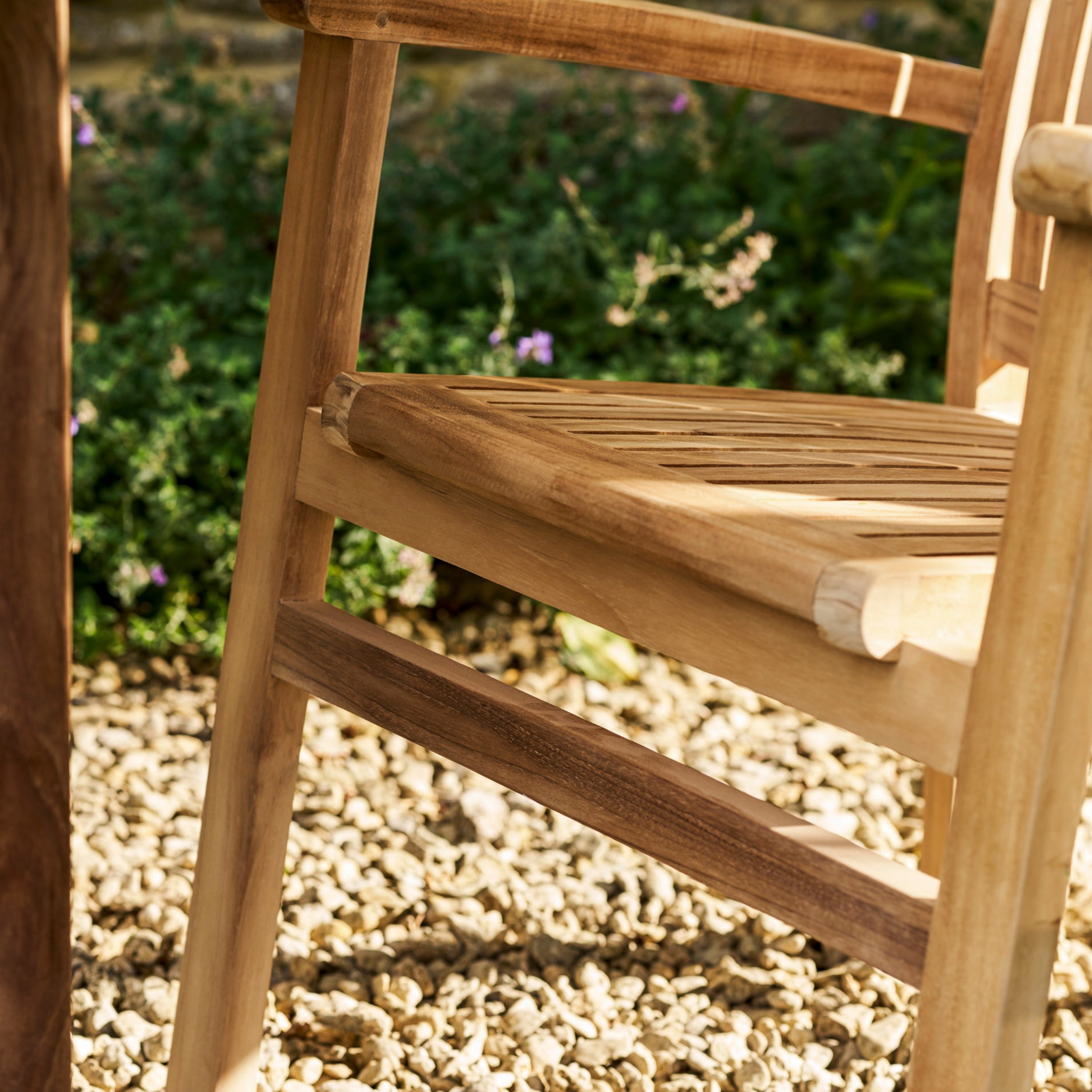 Churn Round Teak Table & 2 Henley Stacking Armchairs