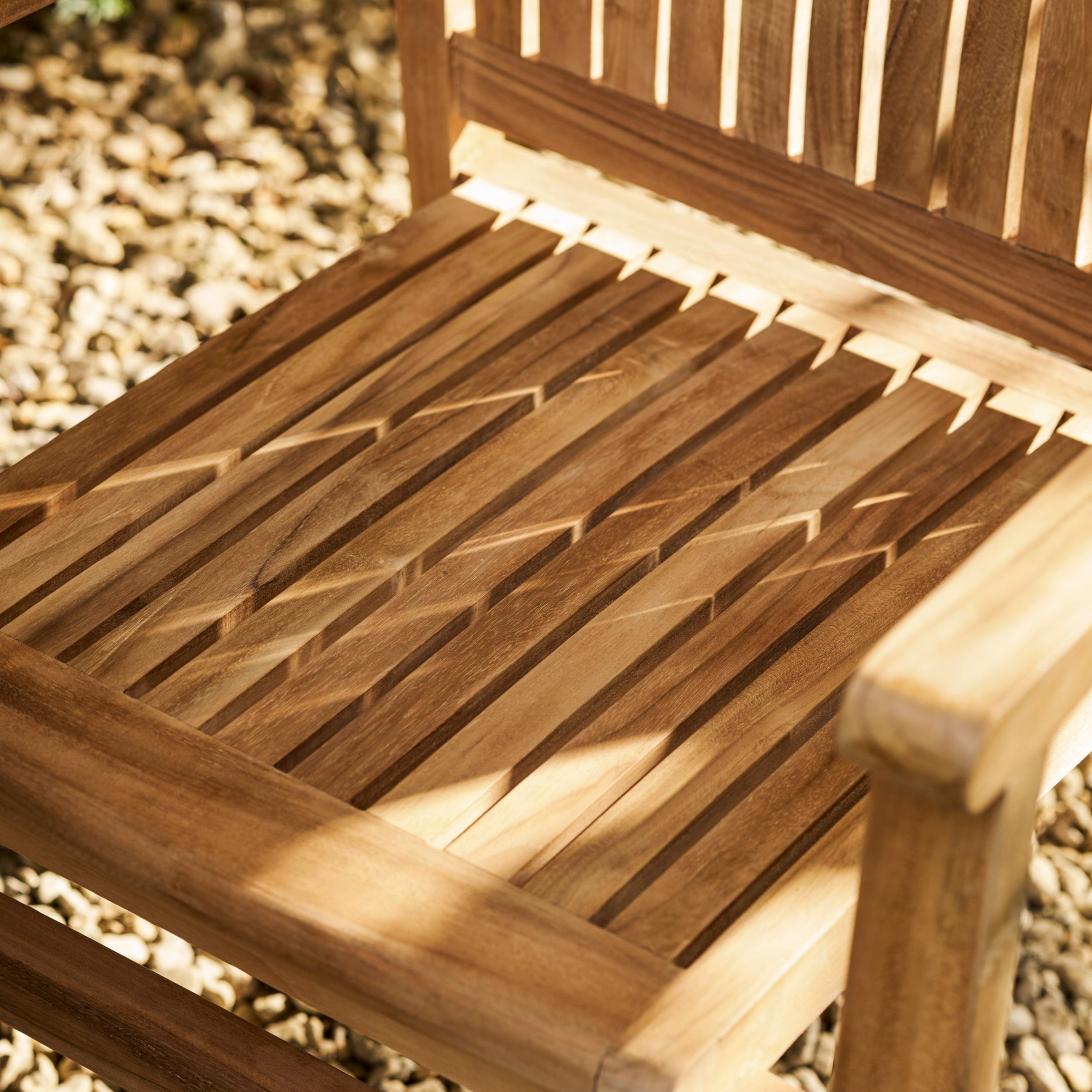 Churn Round Teak Table & 2 Henley Stacking Armchairs