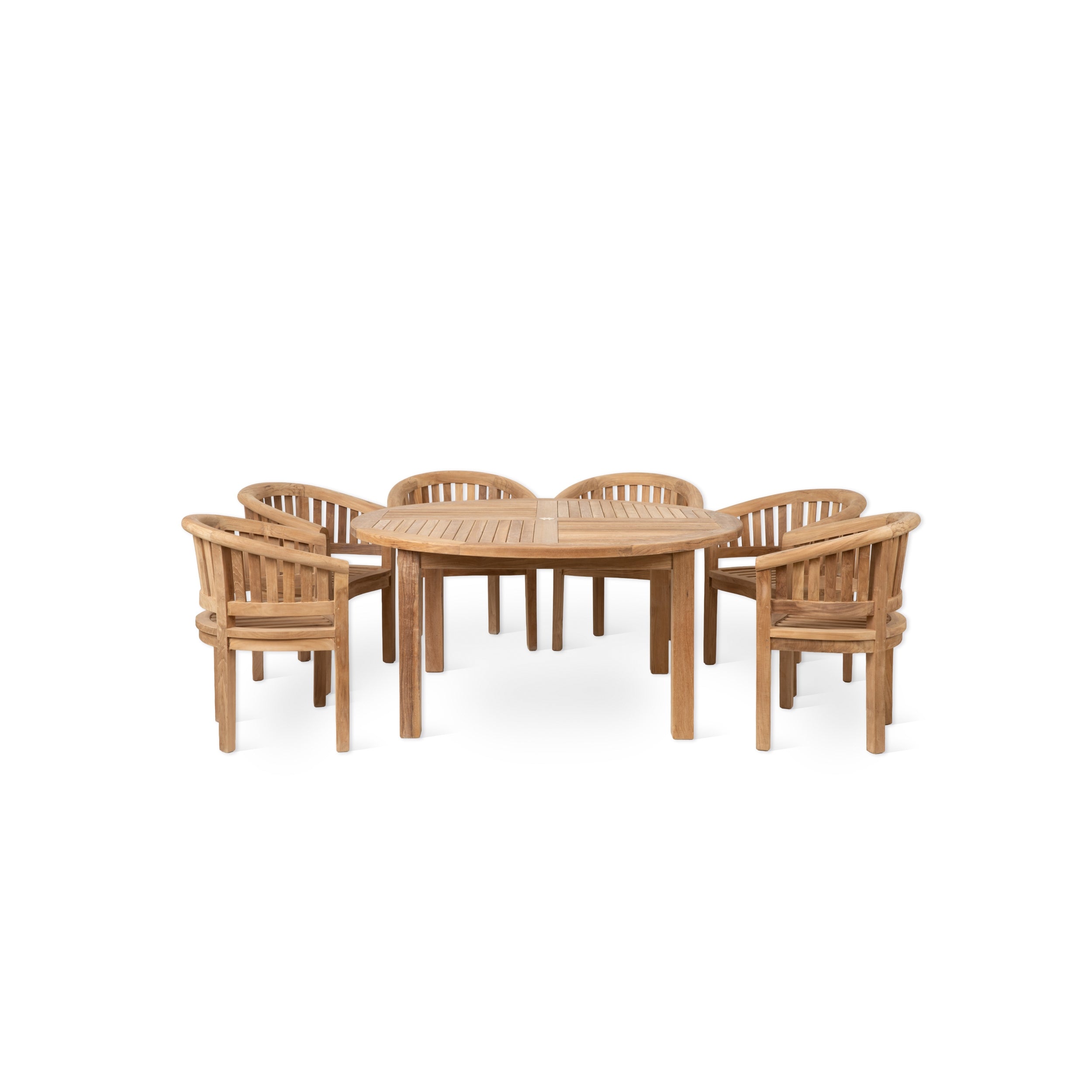 Churn Round Teak Dining Table & 6 Crummock Armchairs