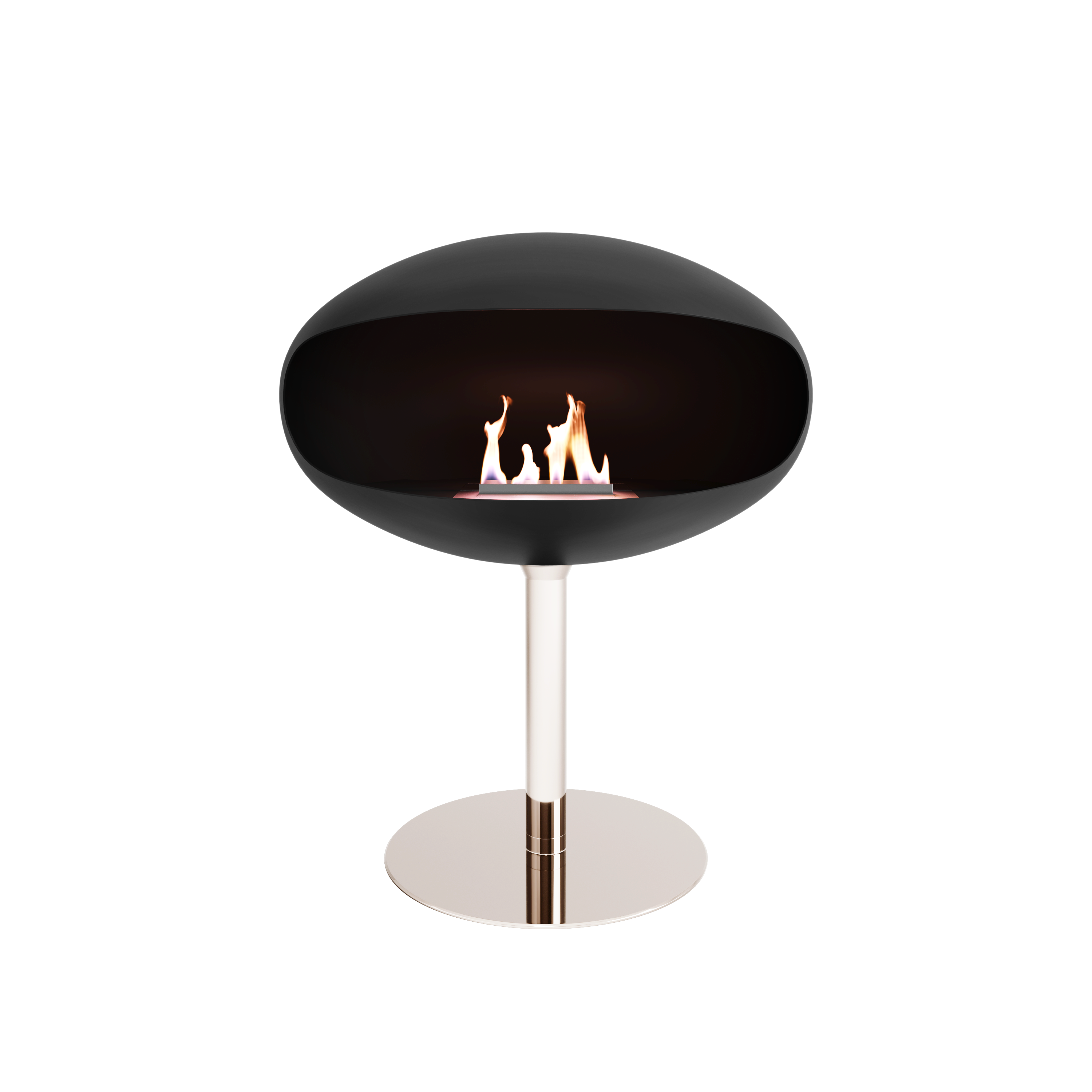 Cocoon Pedestal Fire – Matte Black with Steel Pedestal