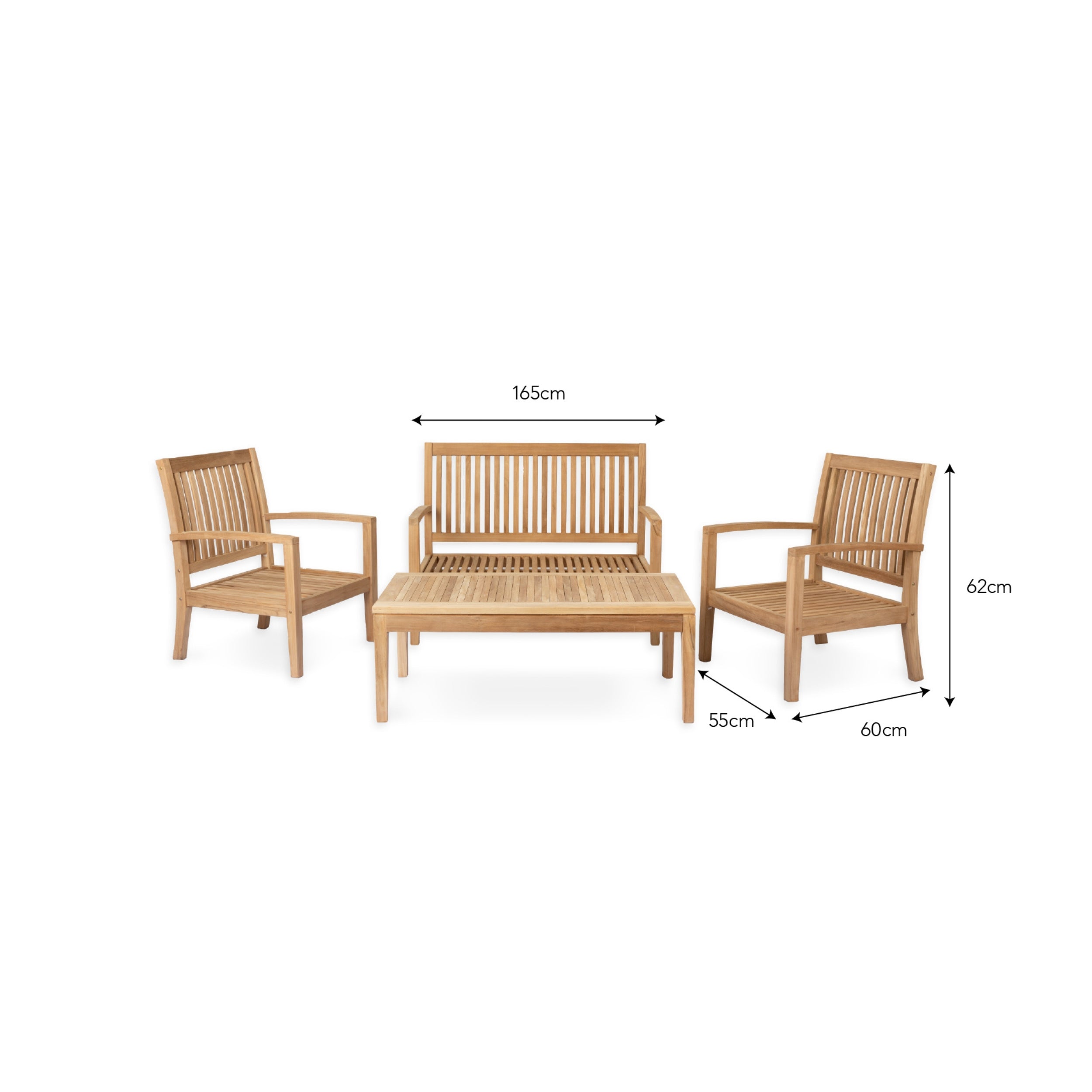Comfort 4-Seater Teak Lounge Set with Coffee Table