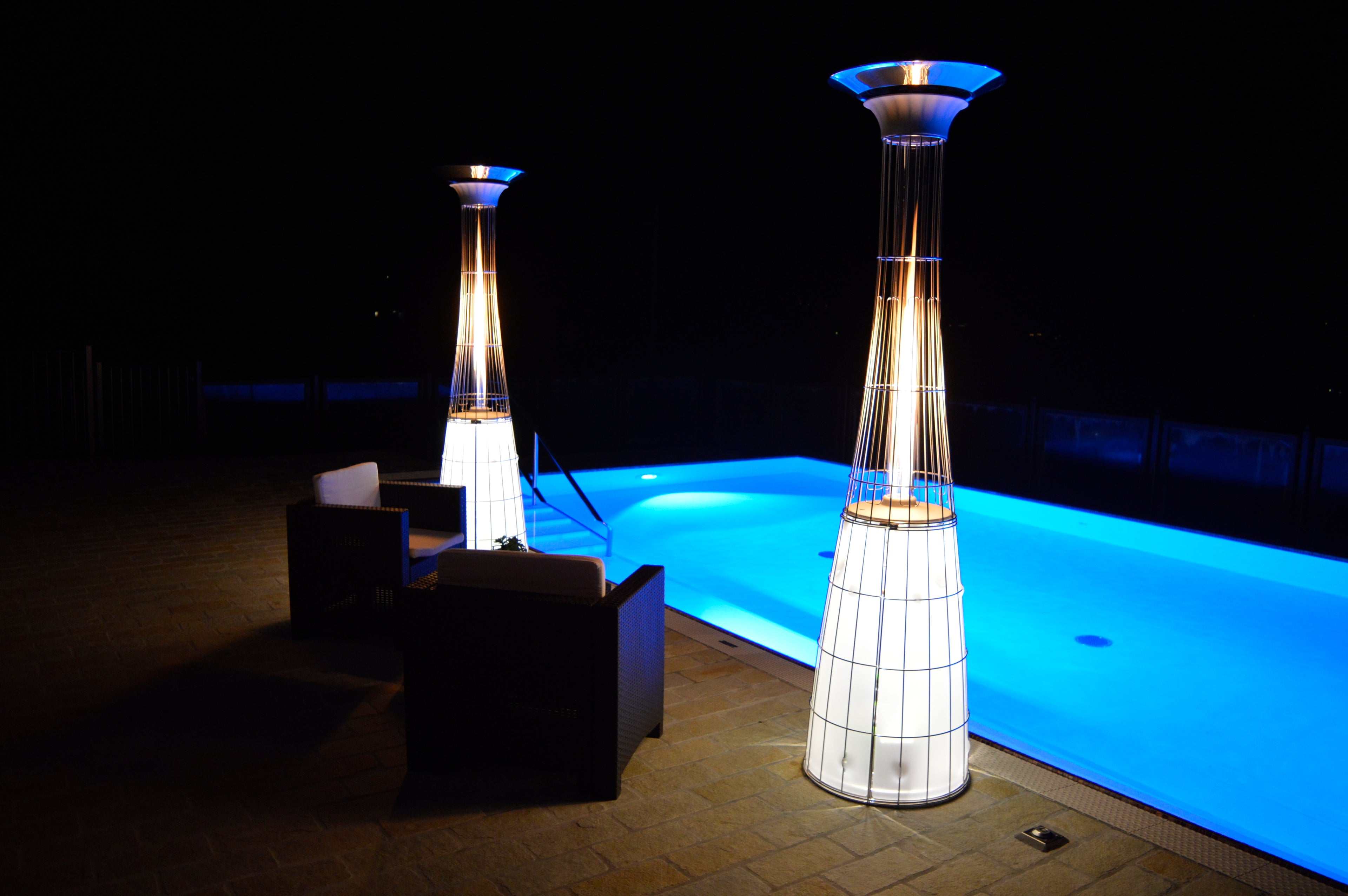 Italkero Dolce Vita E.P. Outdoor Flame Heater – Stainless Steel (LPG) | Self-Powered LED