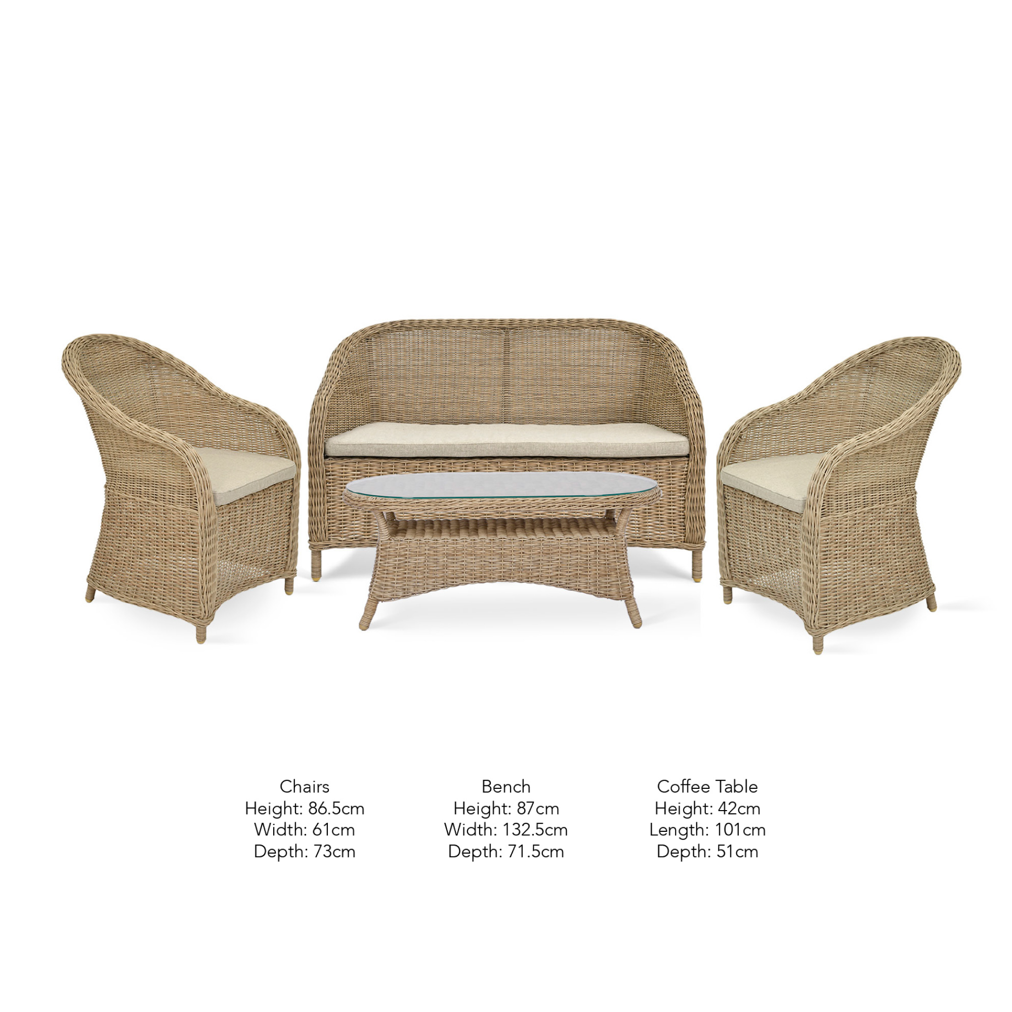 Brayford Outdoor Sofa Set – Natural PE Rattan